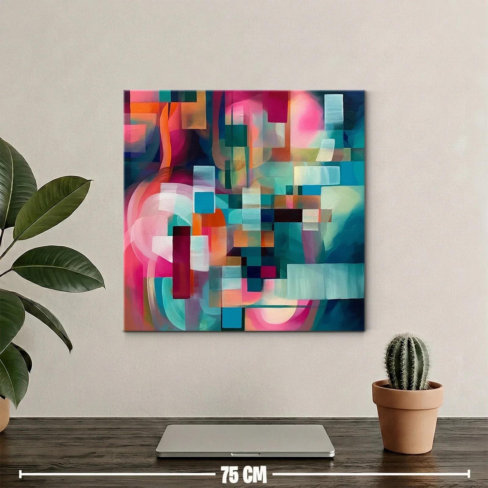 Cuadro Abstracto en Tonos Vibrantes y Geométricos — miniatura 2