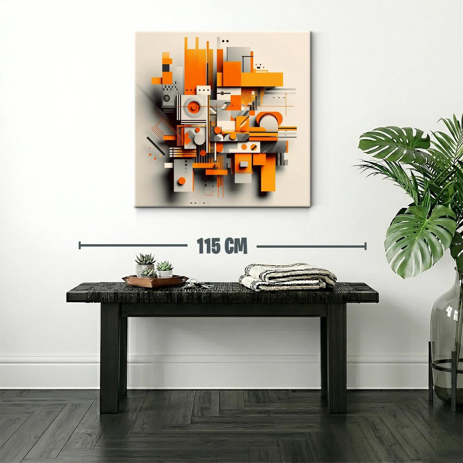 Composición geométrica vibrante en tonos naranja y gris — miniatura 2