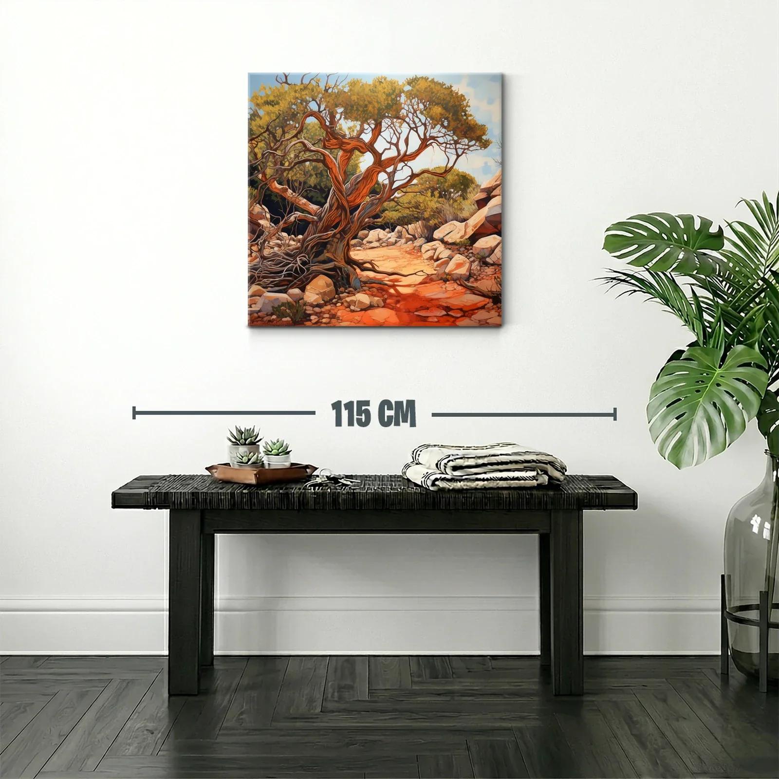Paisaje natural con árbol antiguo y caminos entre rocas — miniatura 2
