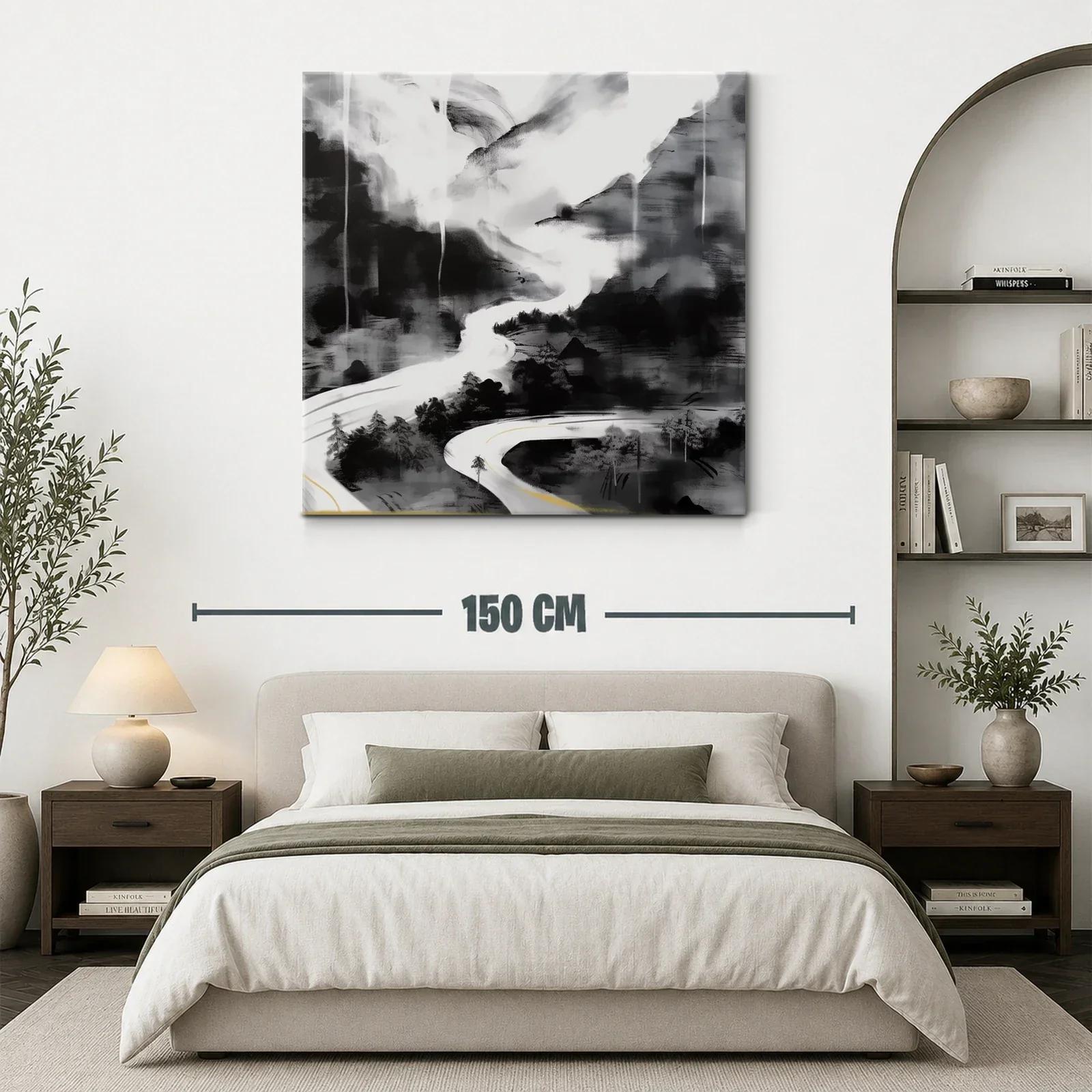 Paisaje abstracto en tonos grises con sinuoso camino — miniatura 3