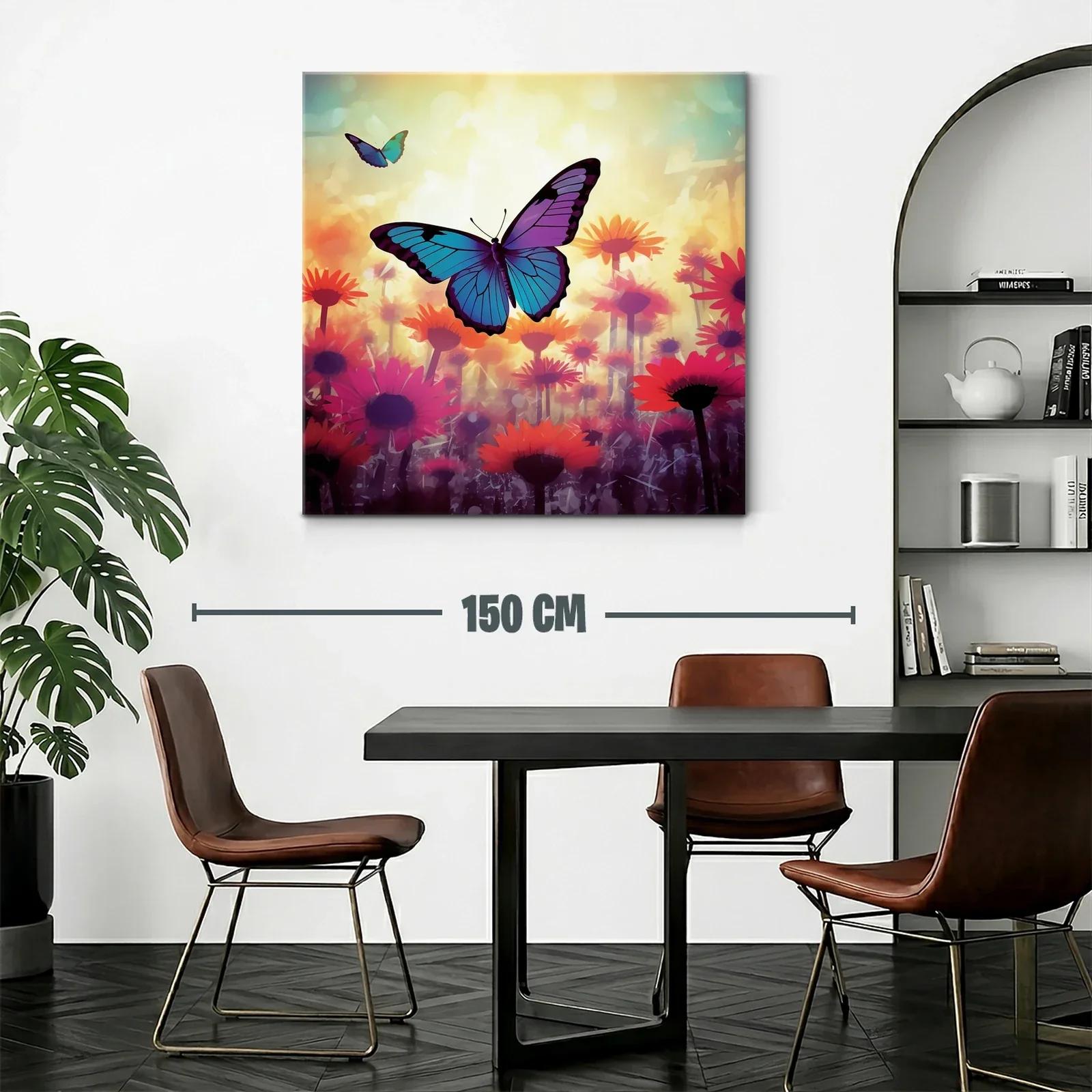 Mariposas vibrantes sobre campo de flores luminosas — miniatura 2