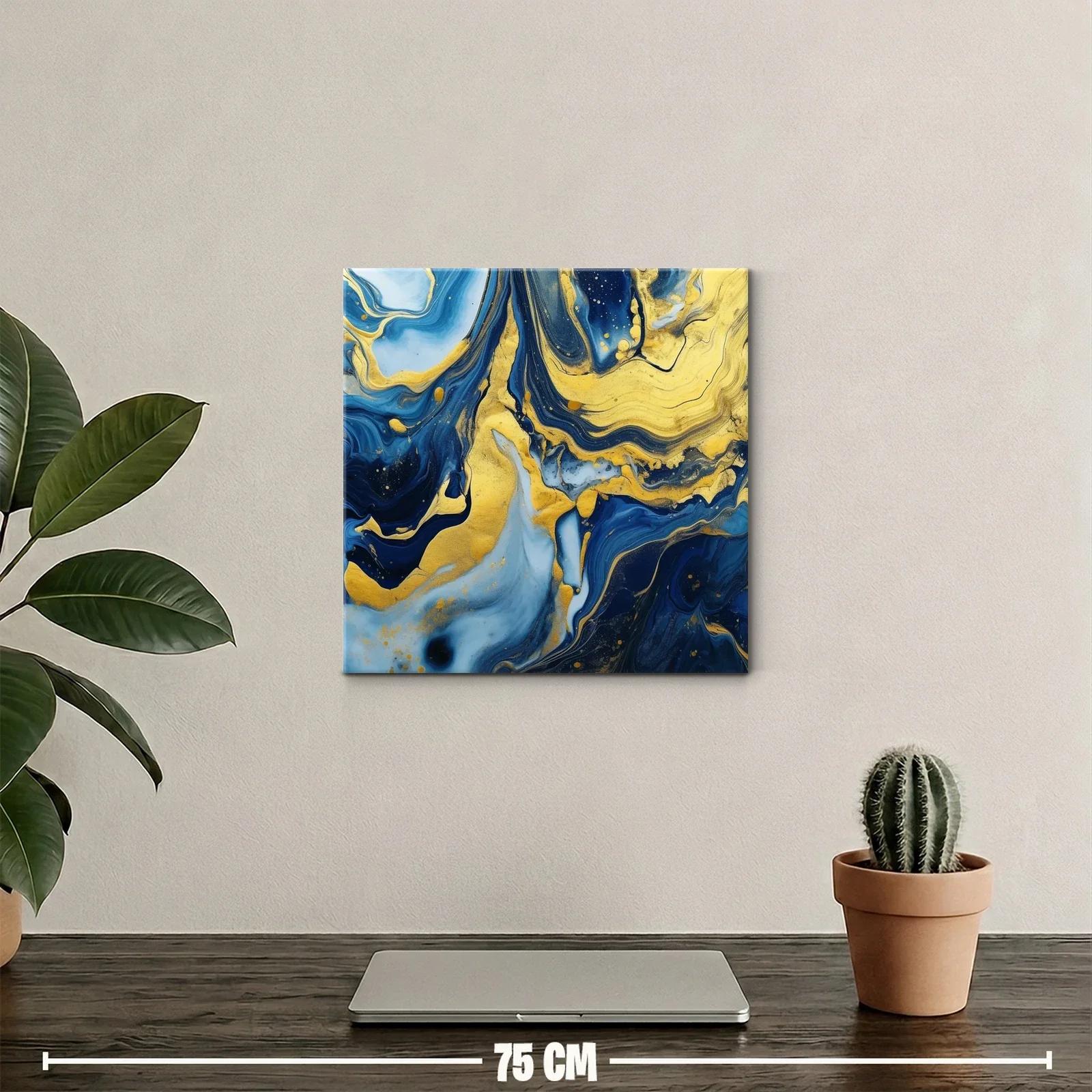 Abstracto en azul y dorado con movimiento fluido y elegante — miniatura 2