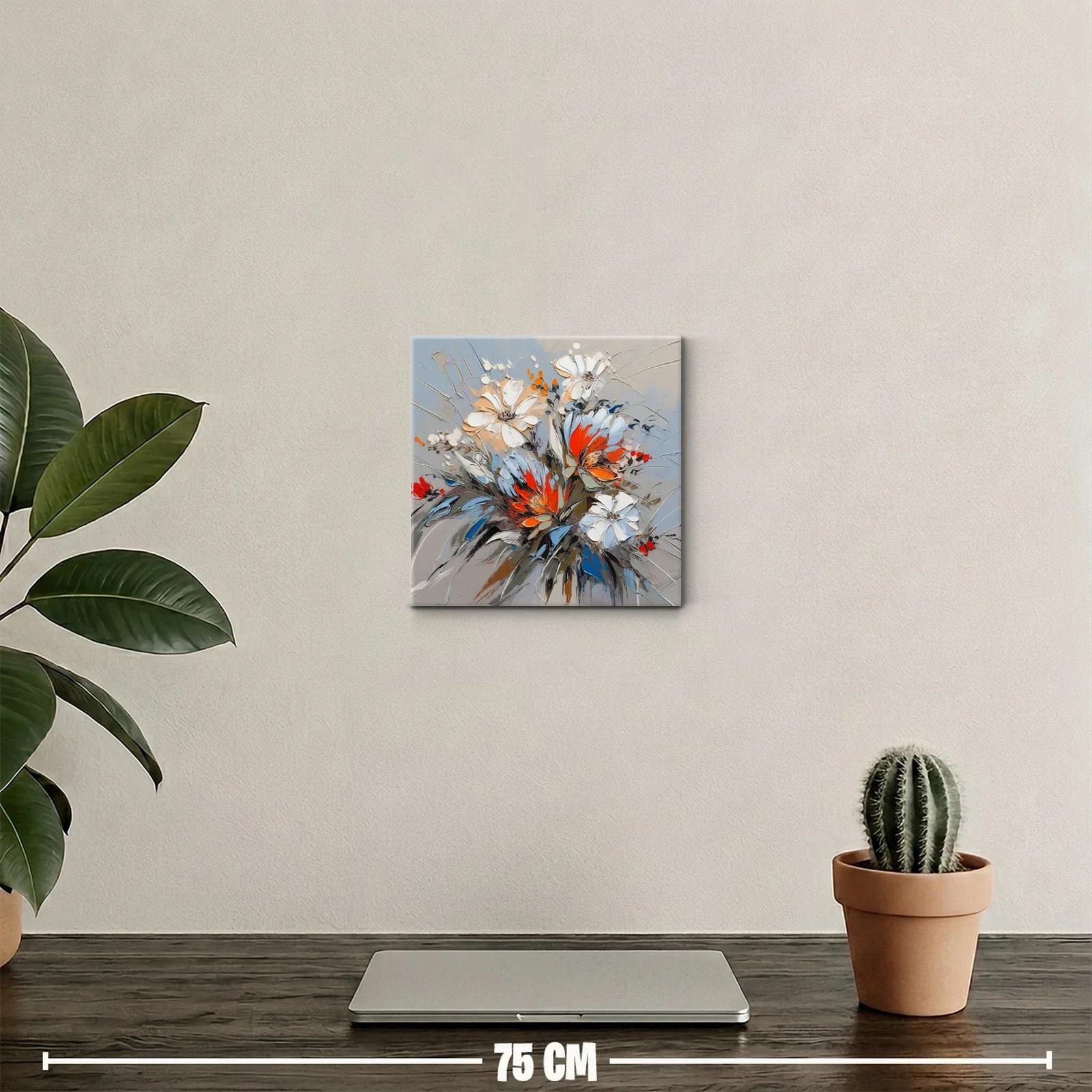 Composición floral vibrante con tonos cálidos y fríos — miniatura 2
