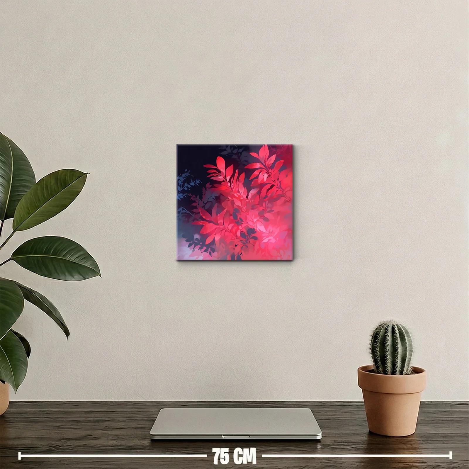 Cuadro decorativo con hojas en tonos rojos vibrantes — miniatura 2