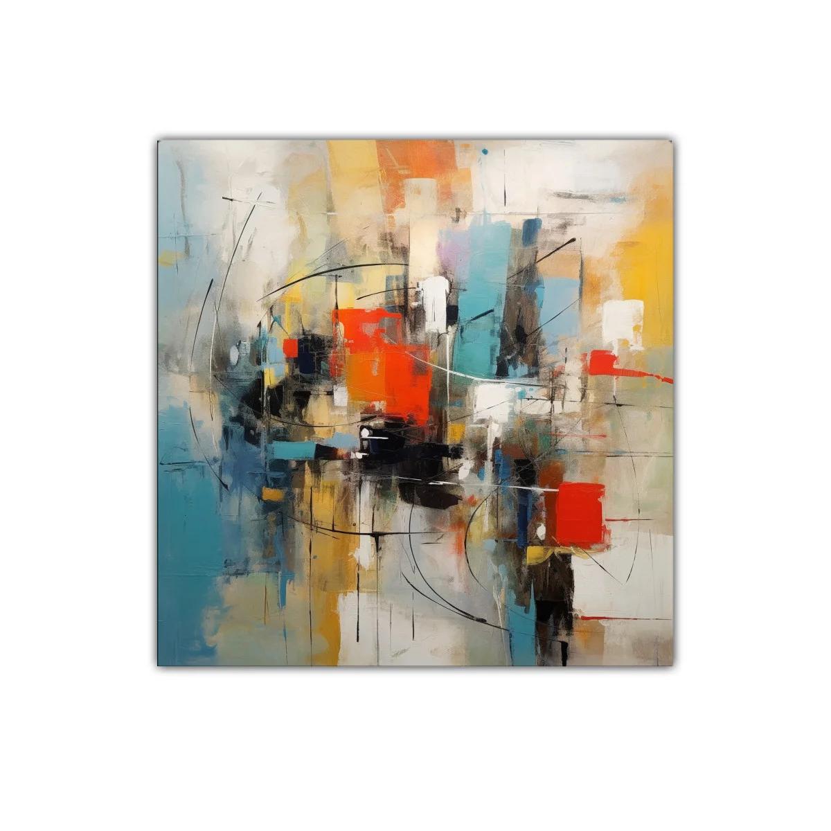 Cuadro abstracto con vibrantes formas y líneas dinámicas — imagen principal