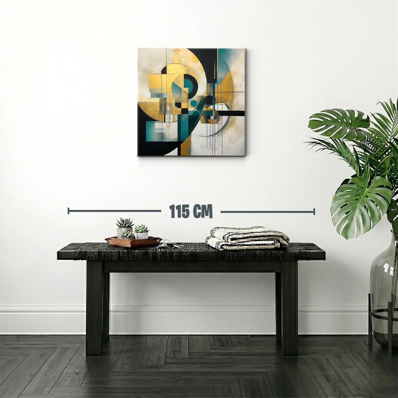 Composición abstracta en tonos oro y turquesa — miniatura 2