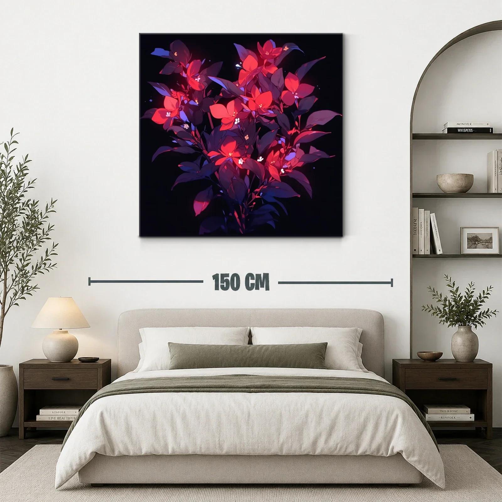 Ramo vibrante con flores rojas y hojas violetas intensas — miniatura 3