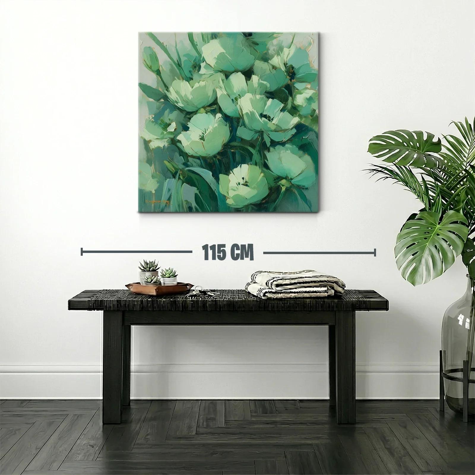 Cuadro floral en tonos verdes para un ambiente sereno — miniatura 2