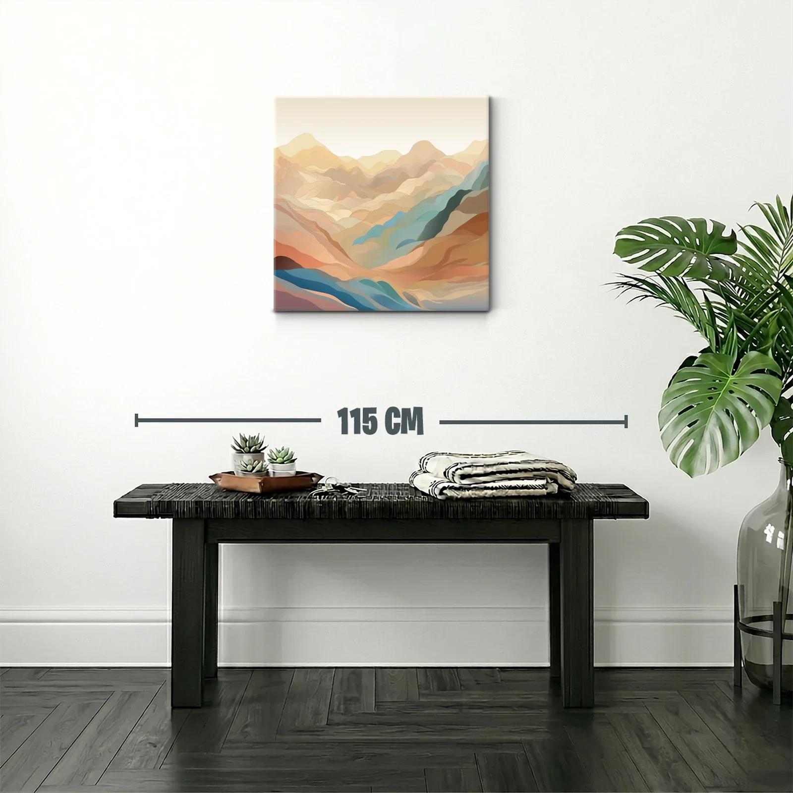 Paisaje abstracto de montañas en tonos cálidos y fríos suaves — miniatura 2