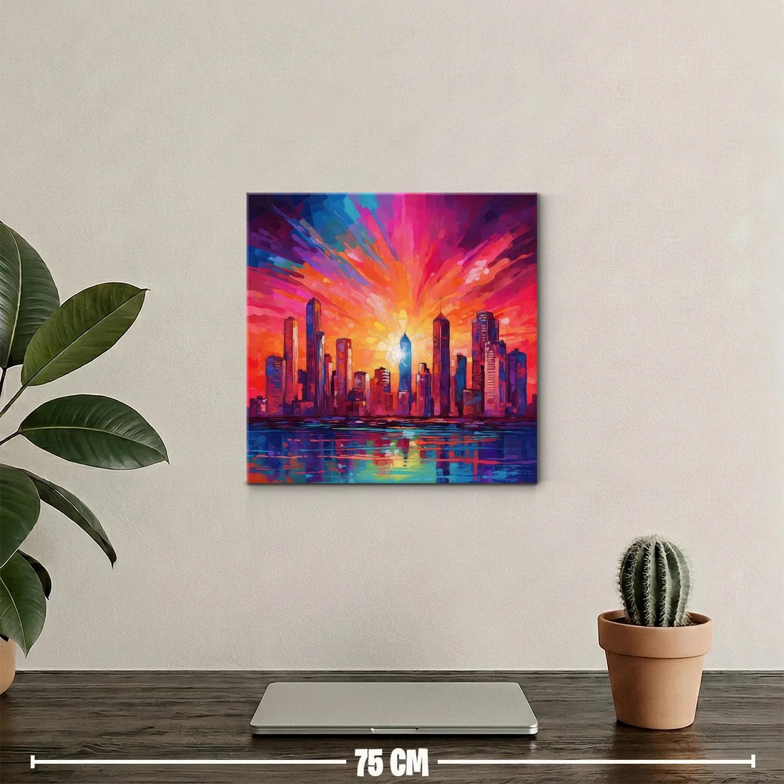 Atardecer vibrante sobre la ciudad moderna en tonos cálidos — miniatura 2