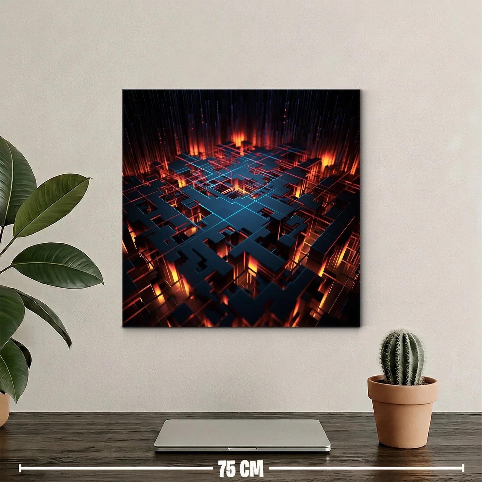 Abstracto geométrico con luces cálidas y líneas azules — miniatura 2