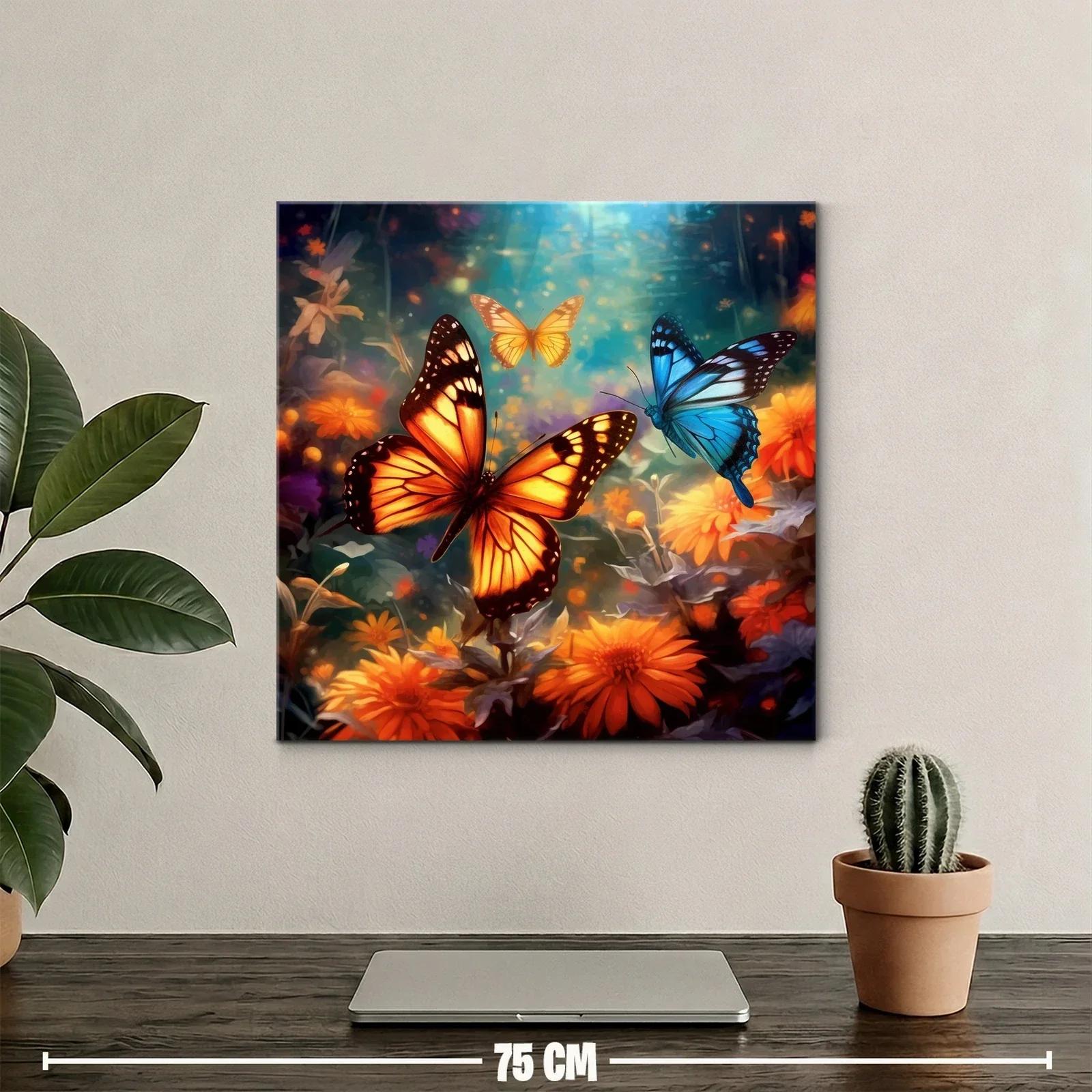 Mariposas vibrantes entre flores en un jardín encantado — miniatura 2