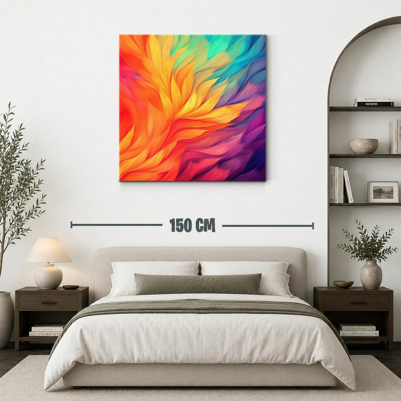 Cuadro abstracto en vibrantes tonos cálidos y fríos — miniatura 3