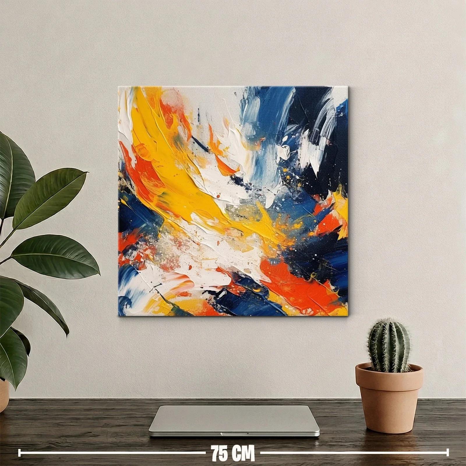 Cuadro abstracto con vivos contrastes en tonos cálidos y fríos — miniatura 2