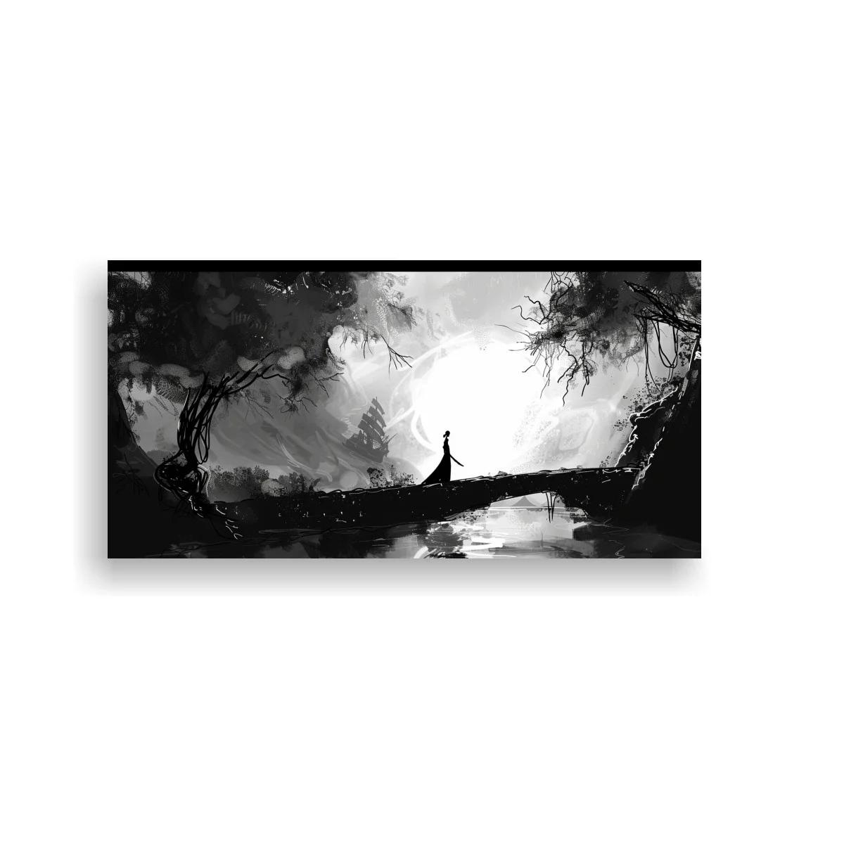 Cuadro figura solitaria en un puente entre sombras — imagen principal