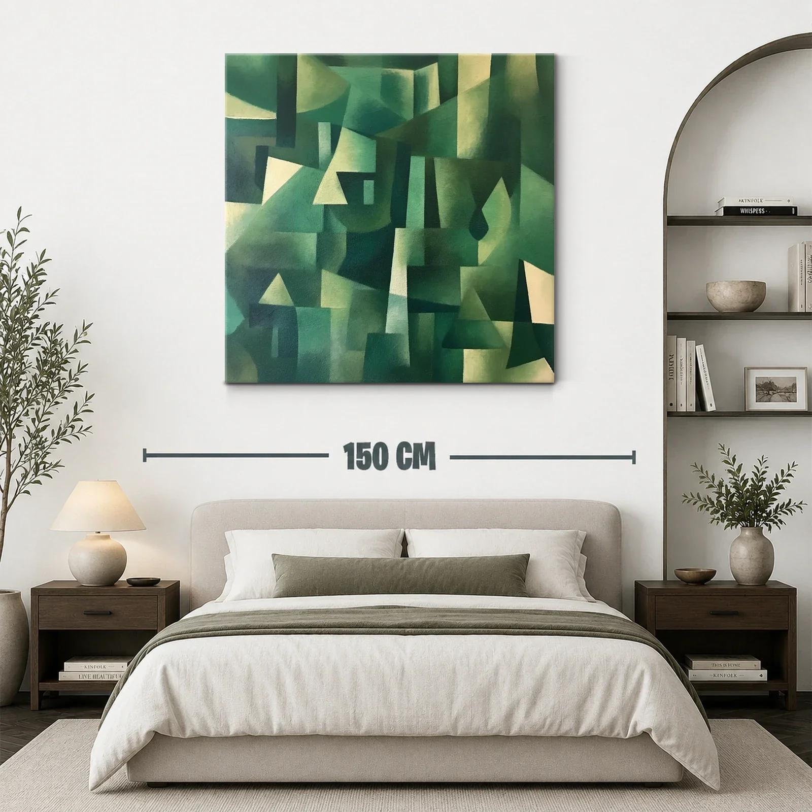 Composición abstracta con tonos verdes y formas geométricas — miniatura 3