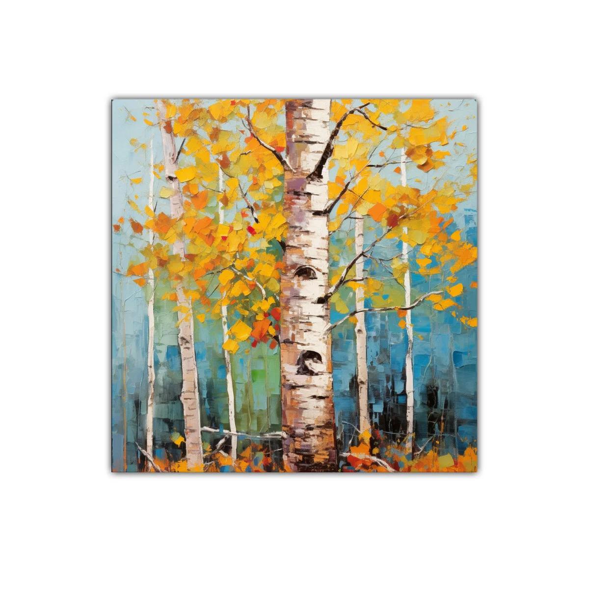 Bosque de abedules con hojas amarillas vibrantes — miniatura 1
