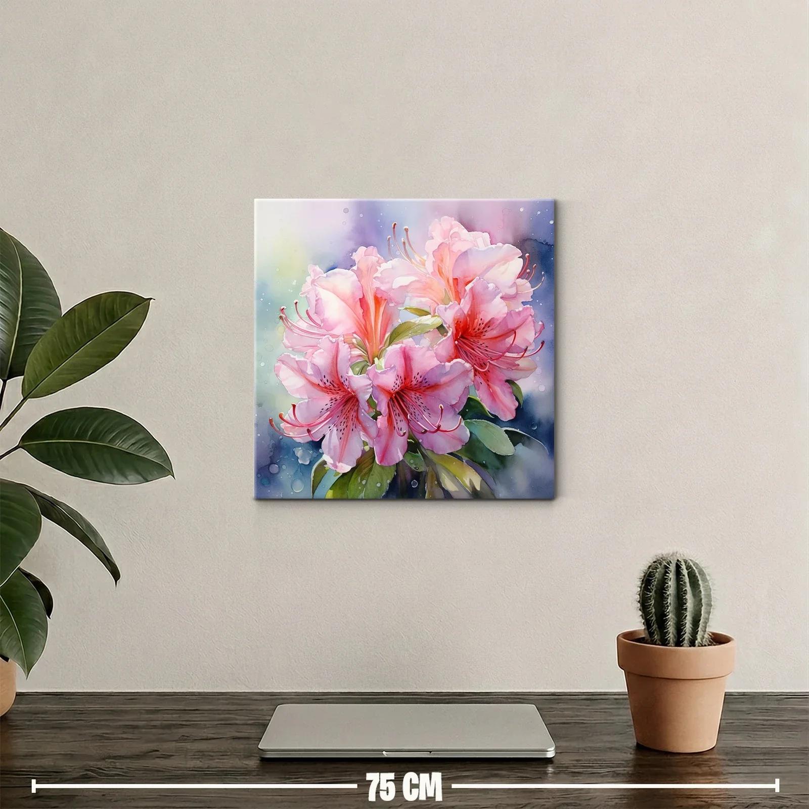 Cuadro floral con lirios rosas en acuarela delicada — miniatura 2