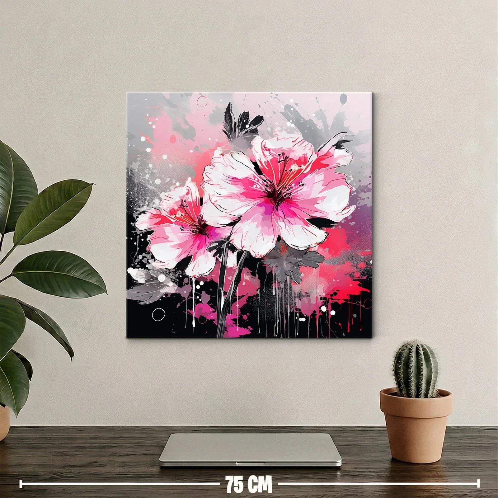 Flores vibrantes en tonos rosas y grises modernos — miniatura 2