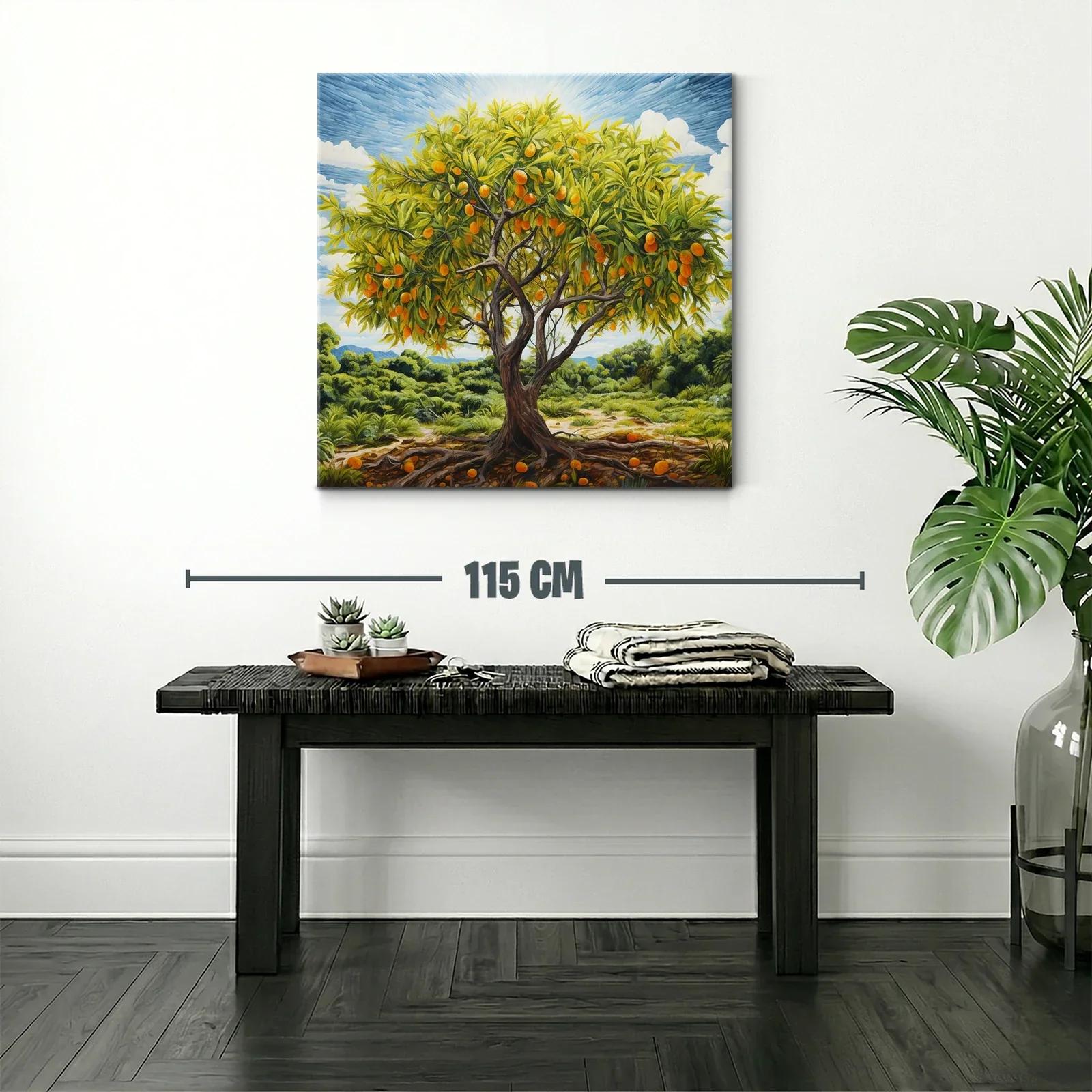 Árbol frutal con naranjas bajo un cielo azul vibrante — miniatura 2