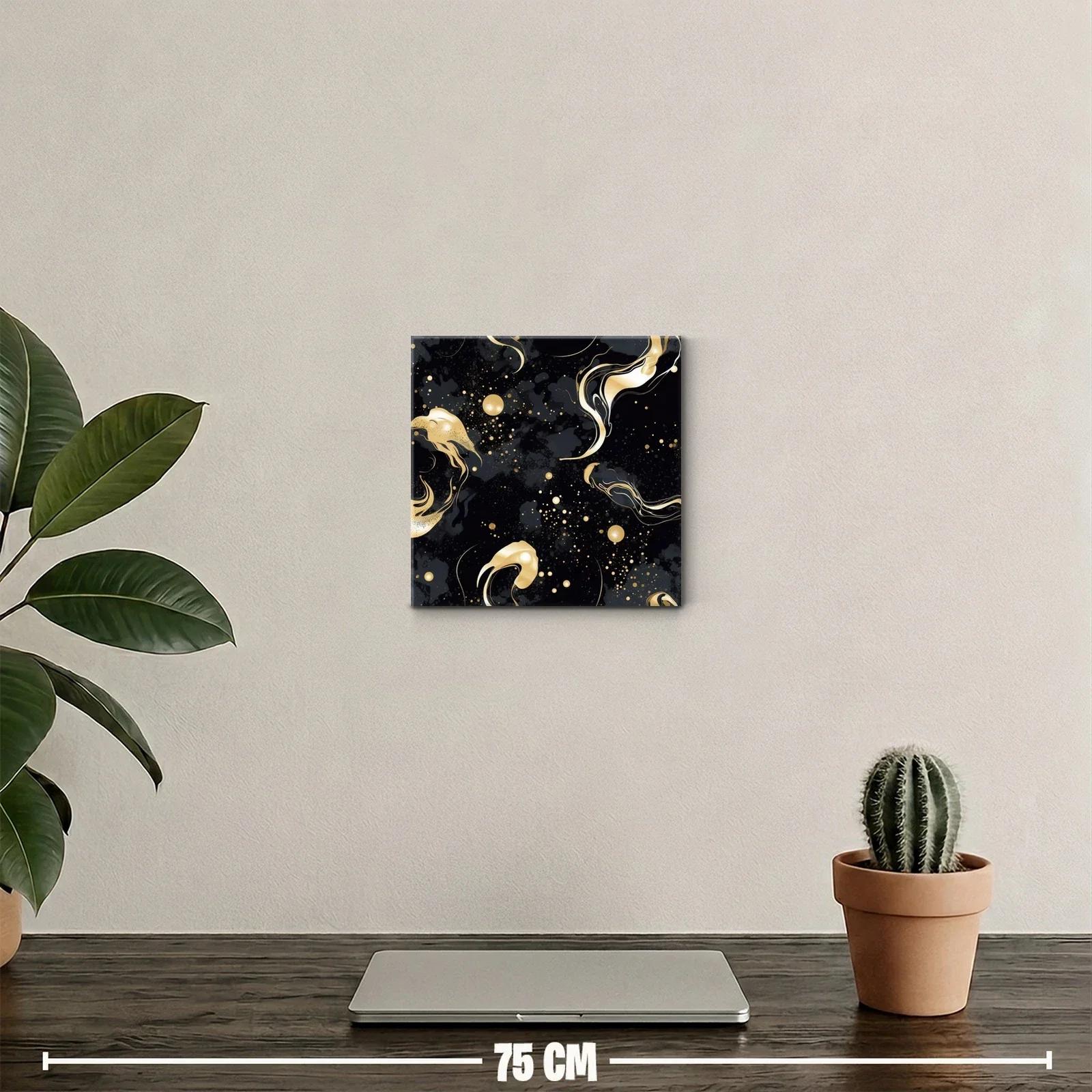 Cuadro abstracto con destellos dorados sobre fondo negro — miniatura 2