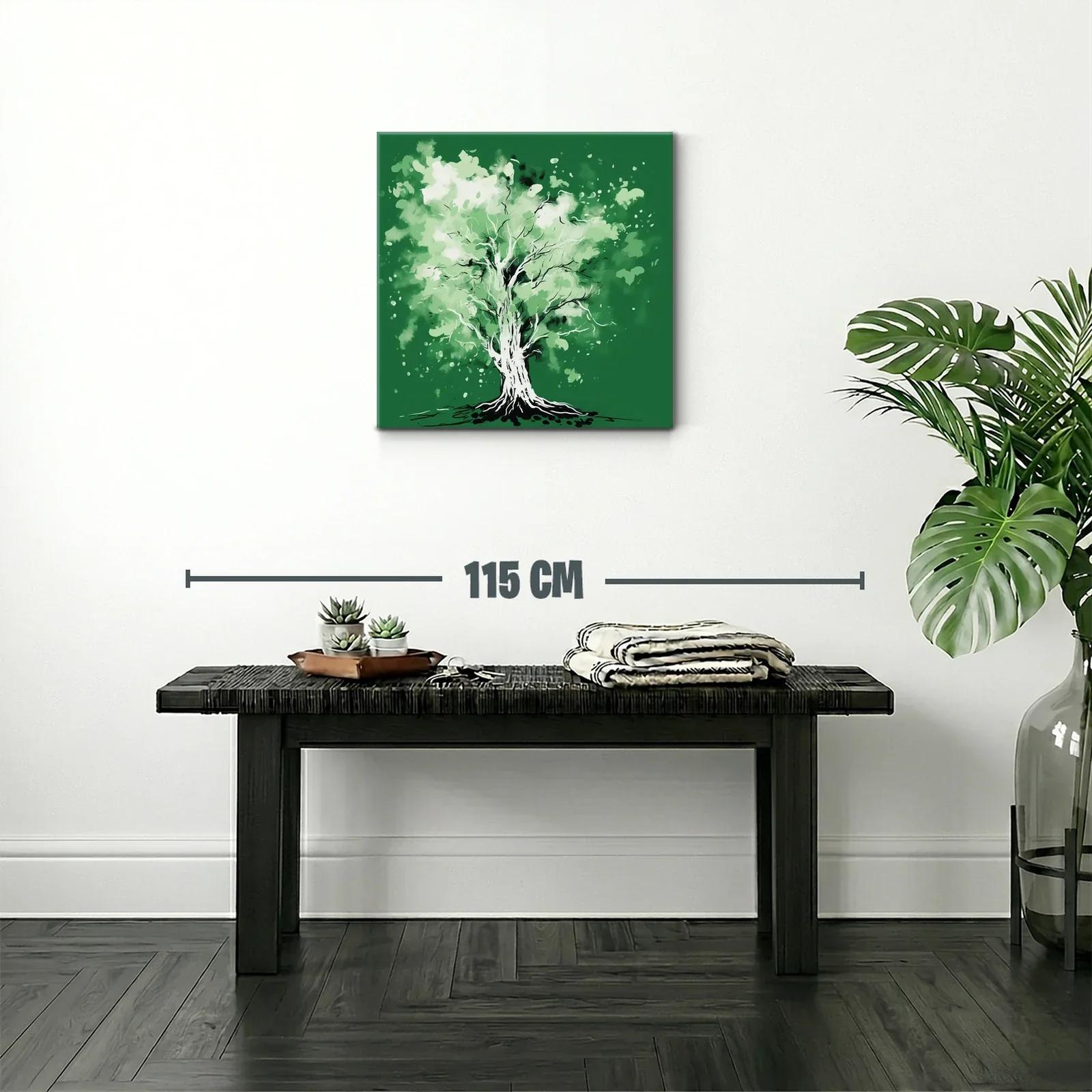 Árbol verde con estilo acuarela y toque artístico — miniatura 2