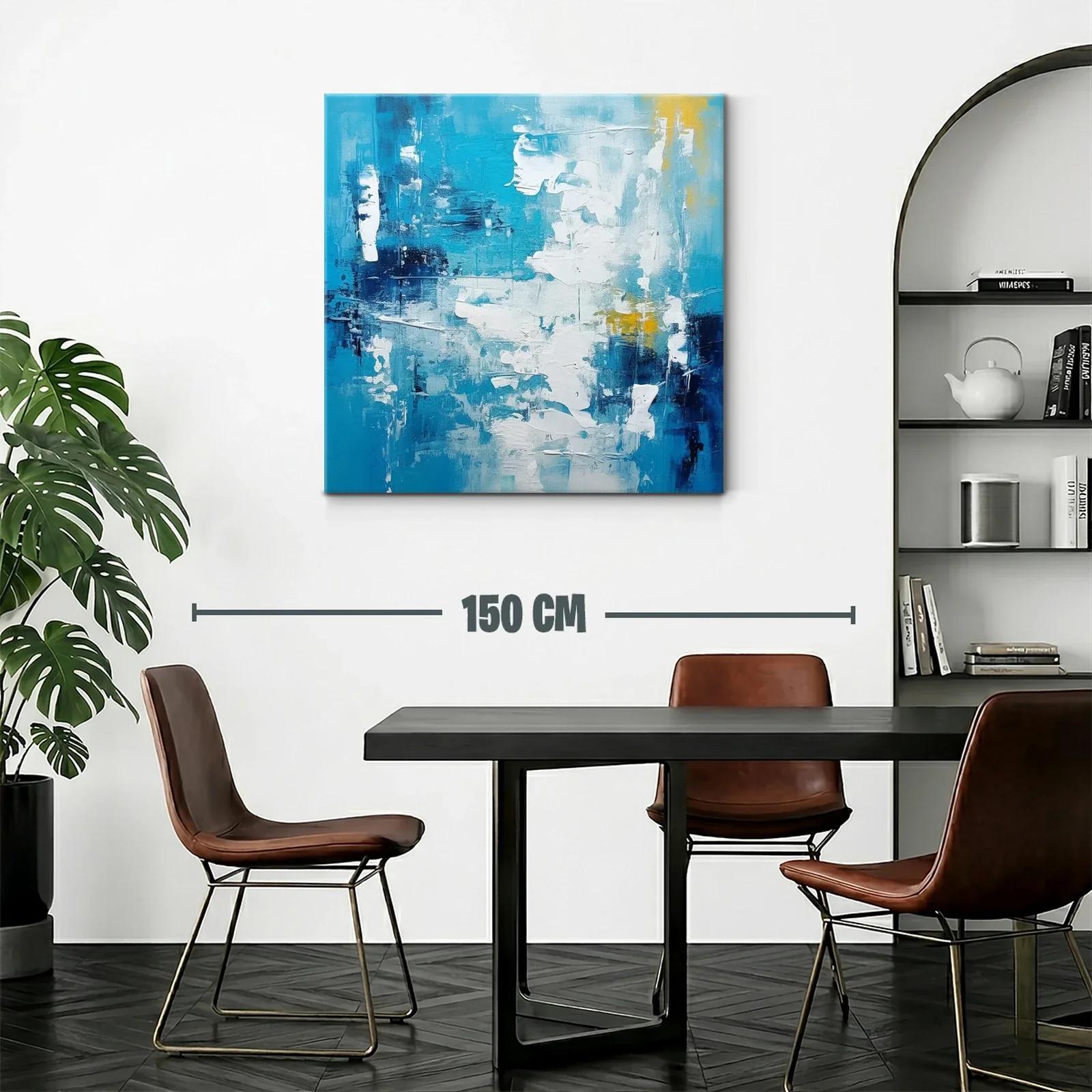 Cuadro abstracto con tonos azules y blancos vibrantes — miniatura 2