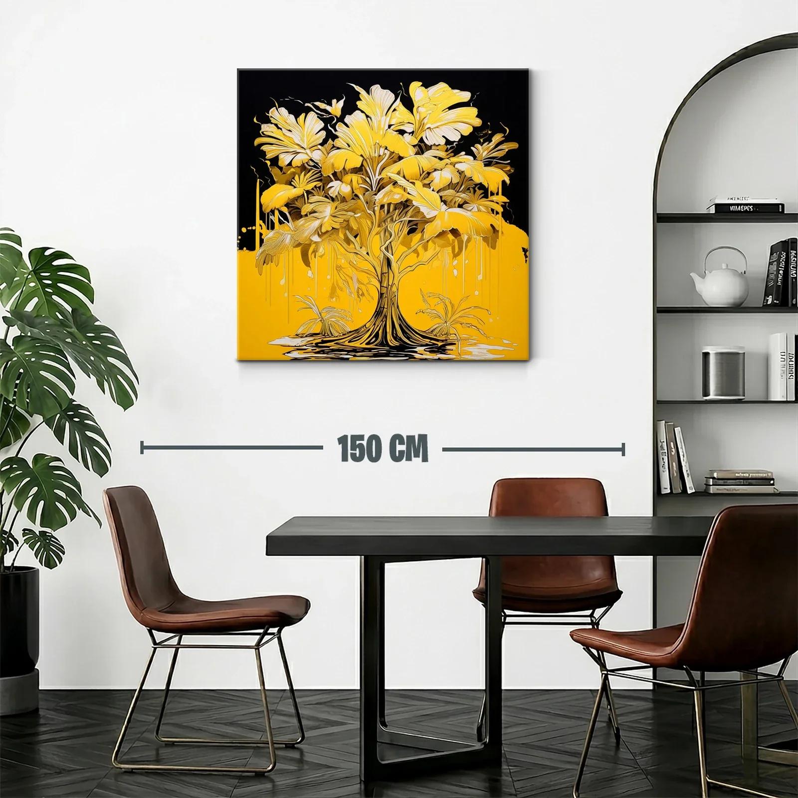 Árbol dorado con hojas exuberantes y fondo vibrante — miniatura 2