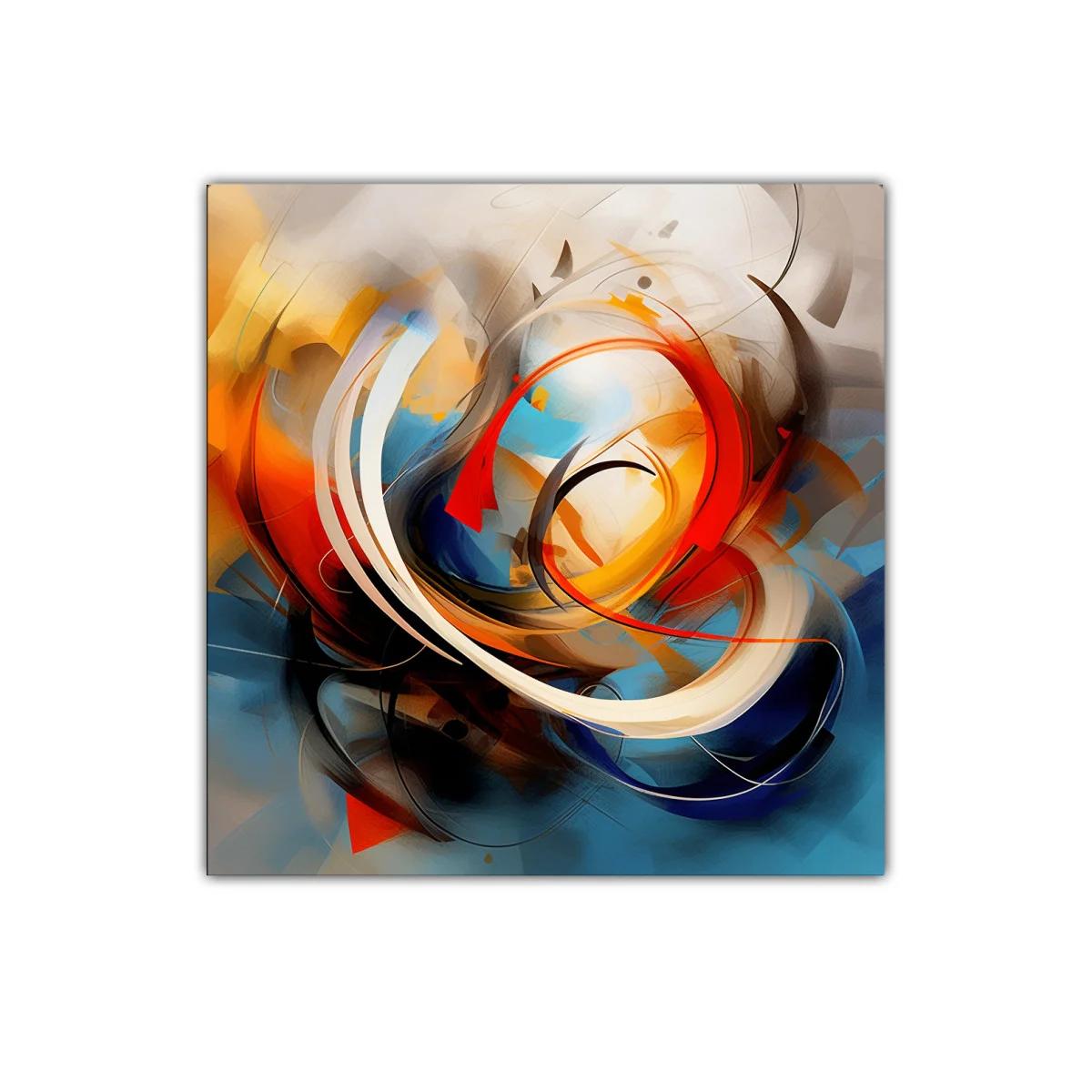 Composición abstracta dinámica con vibrantes tonos cálidos y fríos — miniatura 1