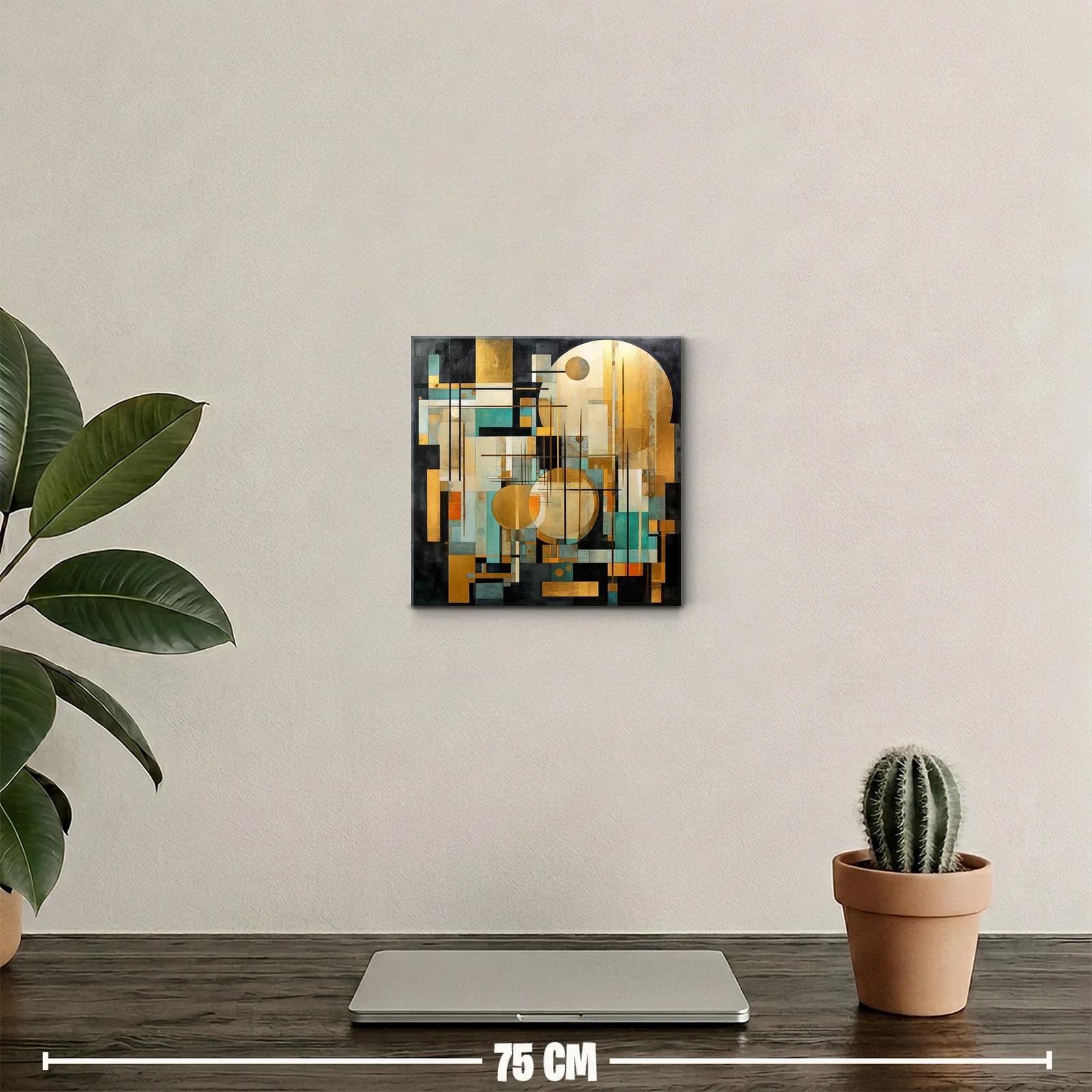 Composición geométrica con círculos dorados y tonos aqua — miniatura 2