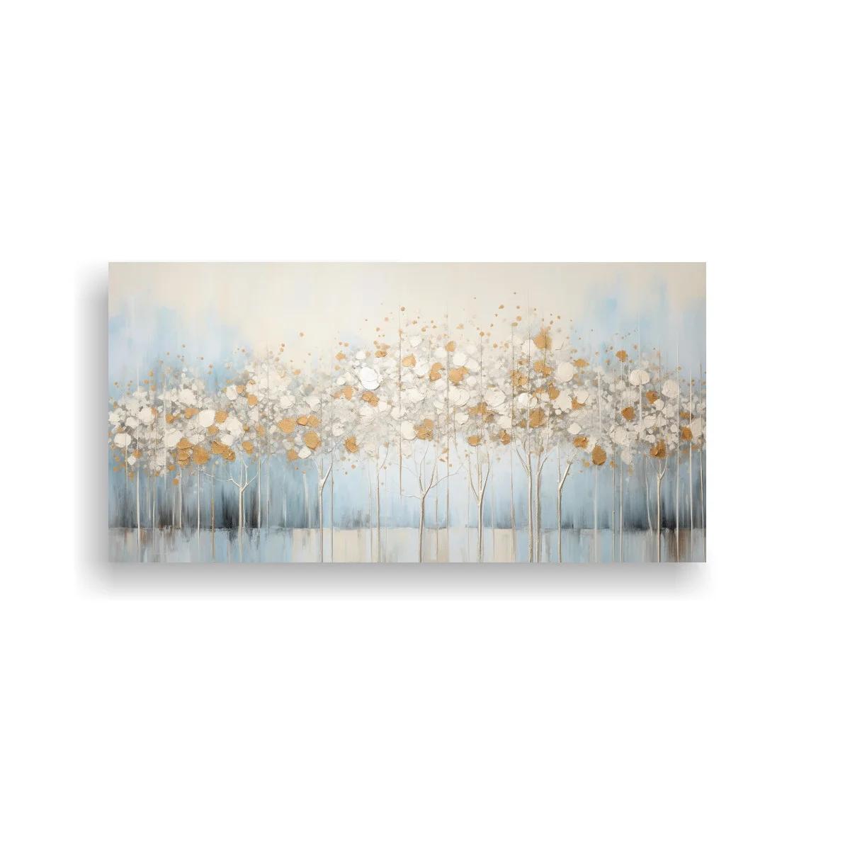 Cuadro flores silvestres blancas y doradas con fondo brumoso — imagen principal
