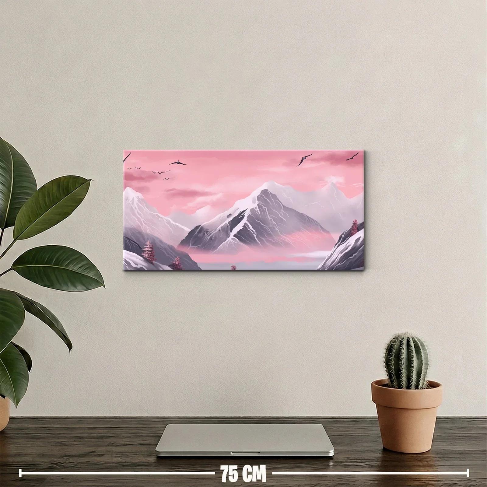 Cuadro montañas nevadas con laderas laterales y agua serena — miniatura 2