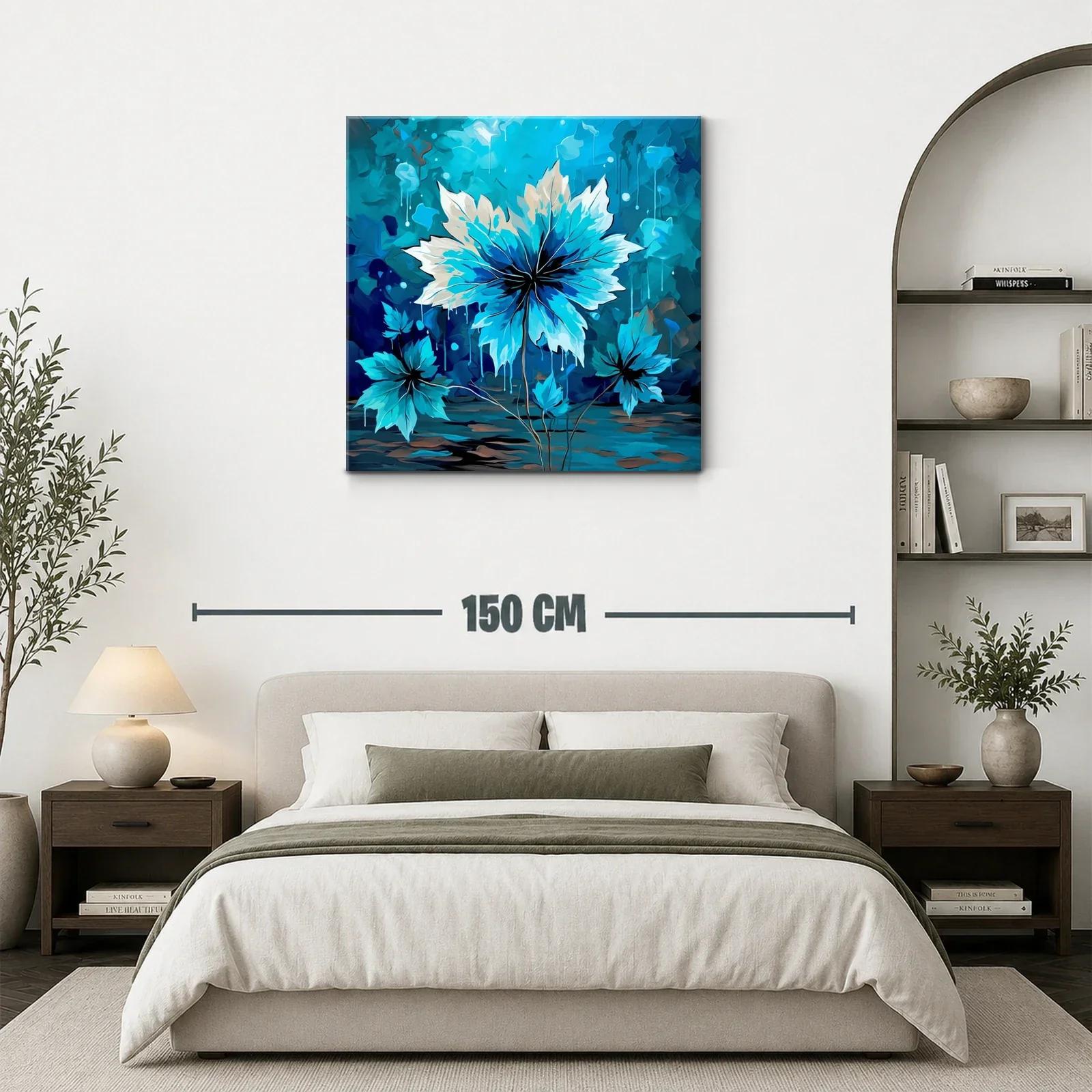 Cuadro floral en tonos azules para espacios modernos — miniatura 3