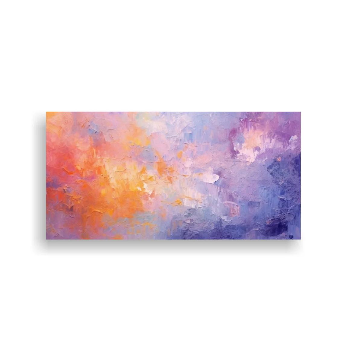 Cuadro abstracto coral y violeta en formato panorámico — imagen principal