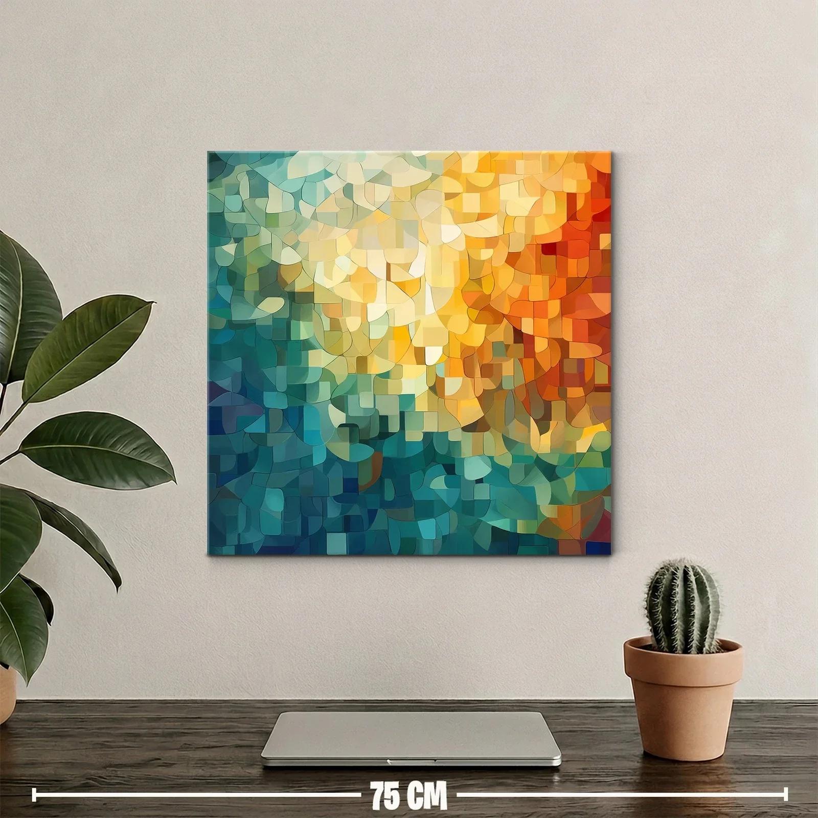Cuadro Abstracto con Paleta Cálida y Fría en Composición Orgánica — miniatura 2