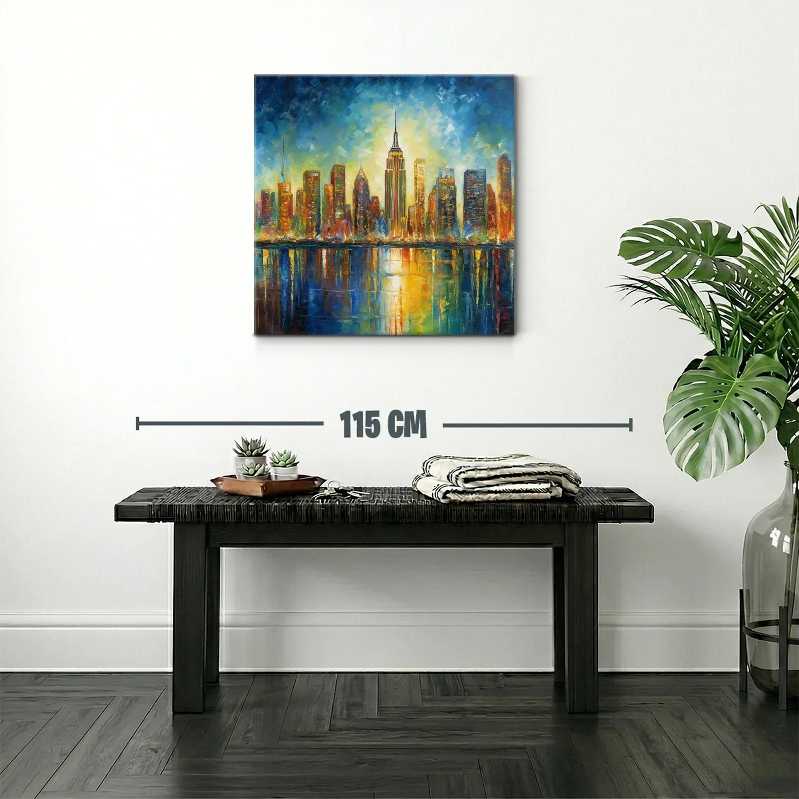 Atardecer vibrante sobre skyline urbano reflejado en el agua — miniatura 2