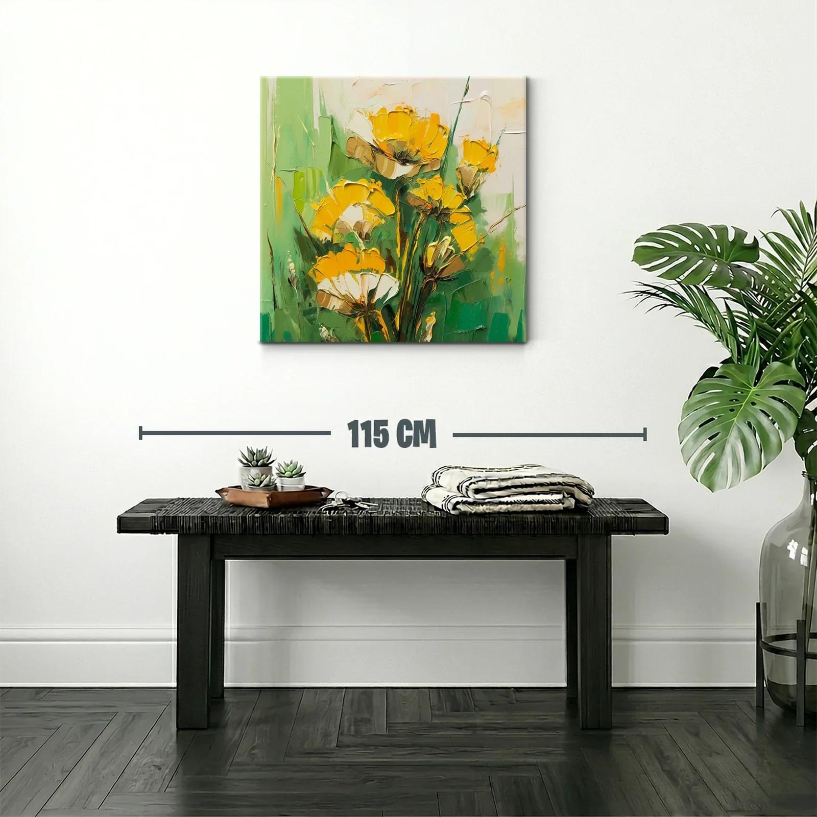 Cuadro floral en tonos verdes y amarillos vibrantes — miniatura 2