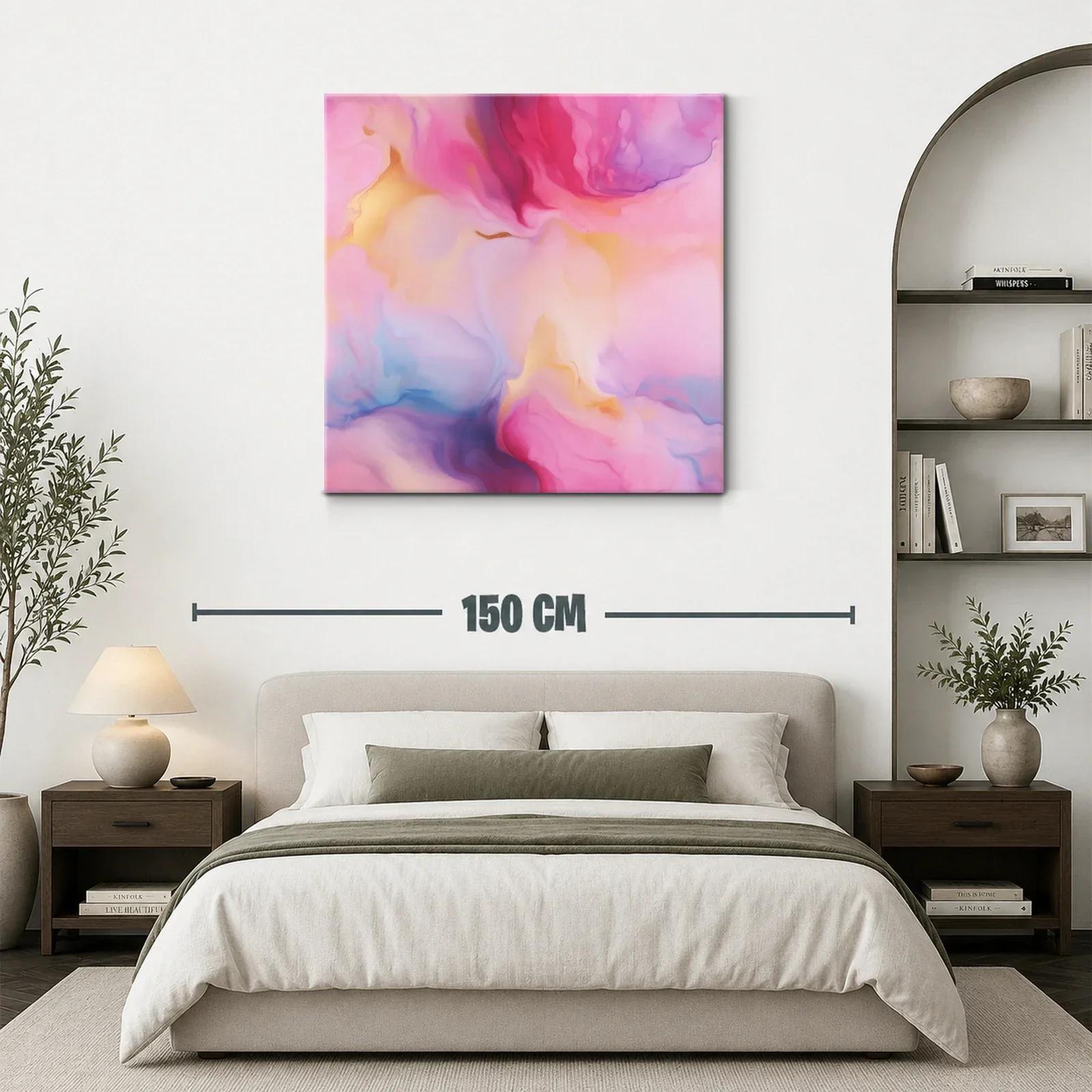 Cuadro abstracto con tonos rosas y dorados delicados — miniatura 3