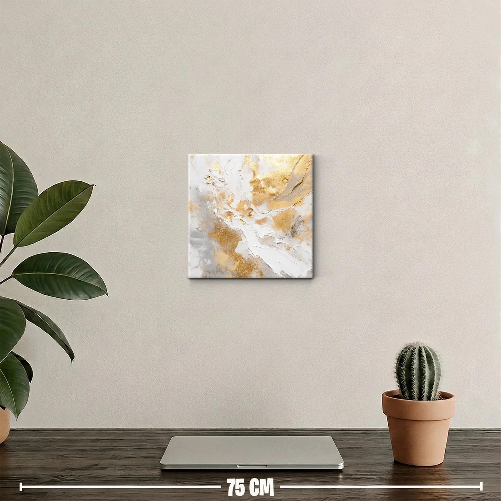 Cuadro decorativo con texturas doradas y blanco luminoso — miniatura 2