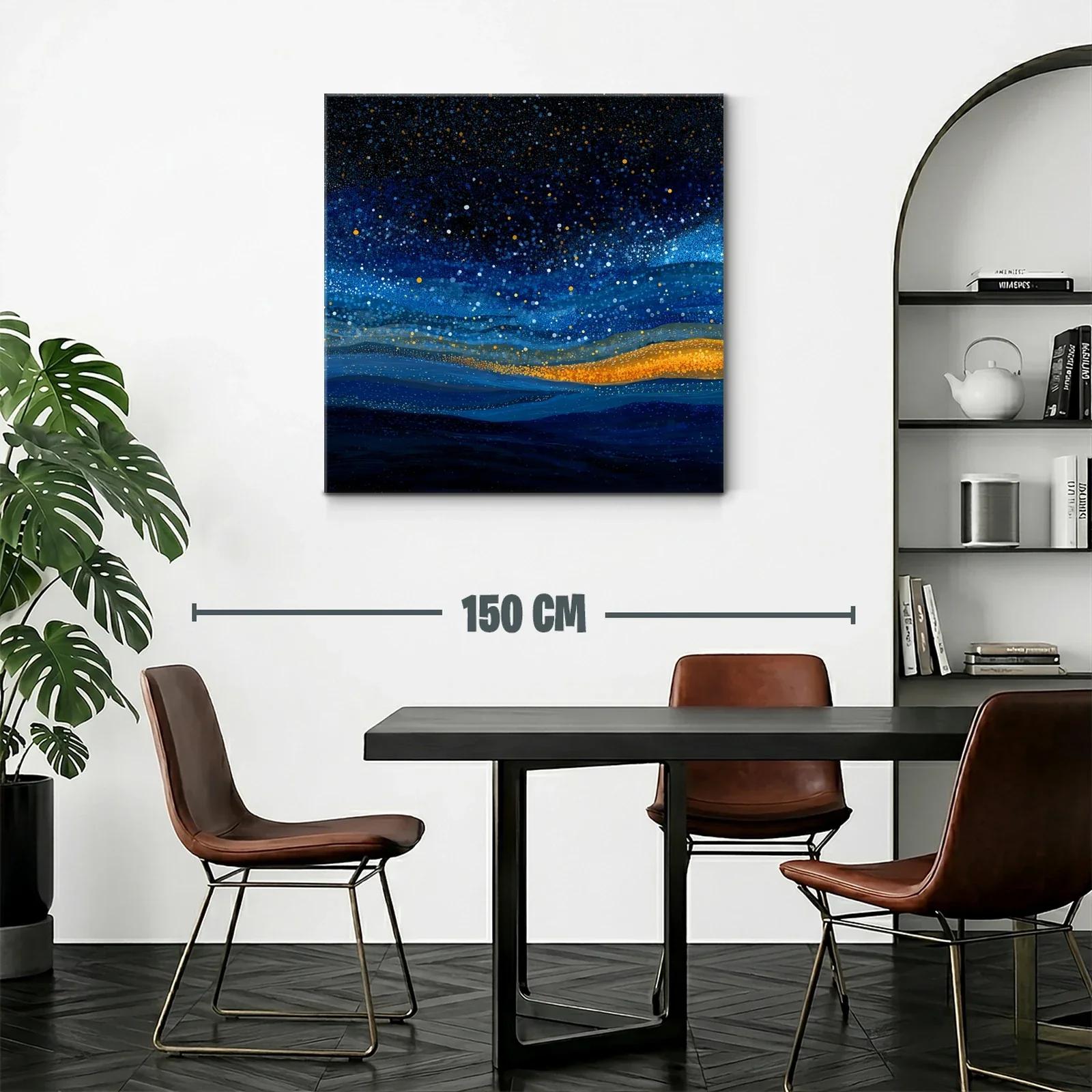 Cielo estrellado abstracto con tonos azules y dorados — miniatura 2