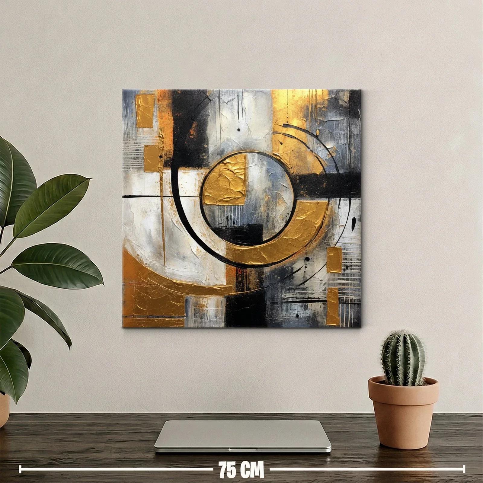 Composición abstracta con círculos y tonos dorados — miniatura 2
