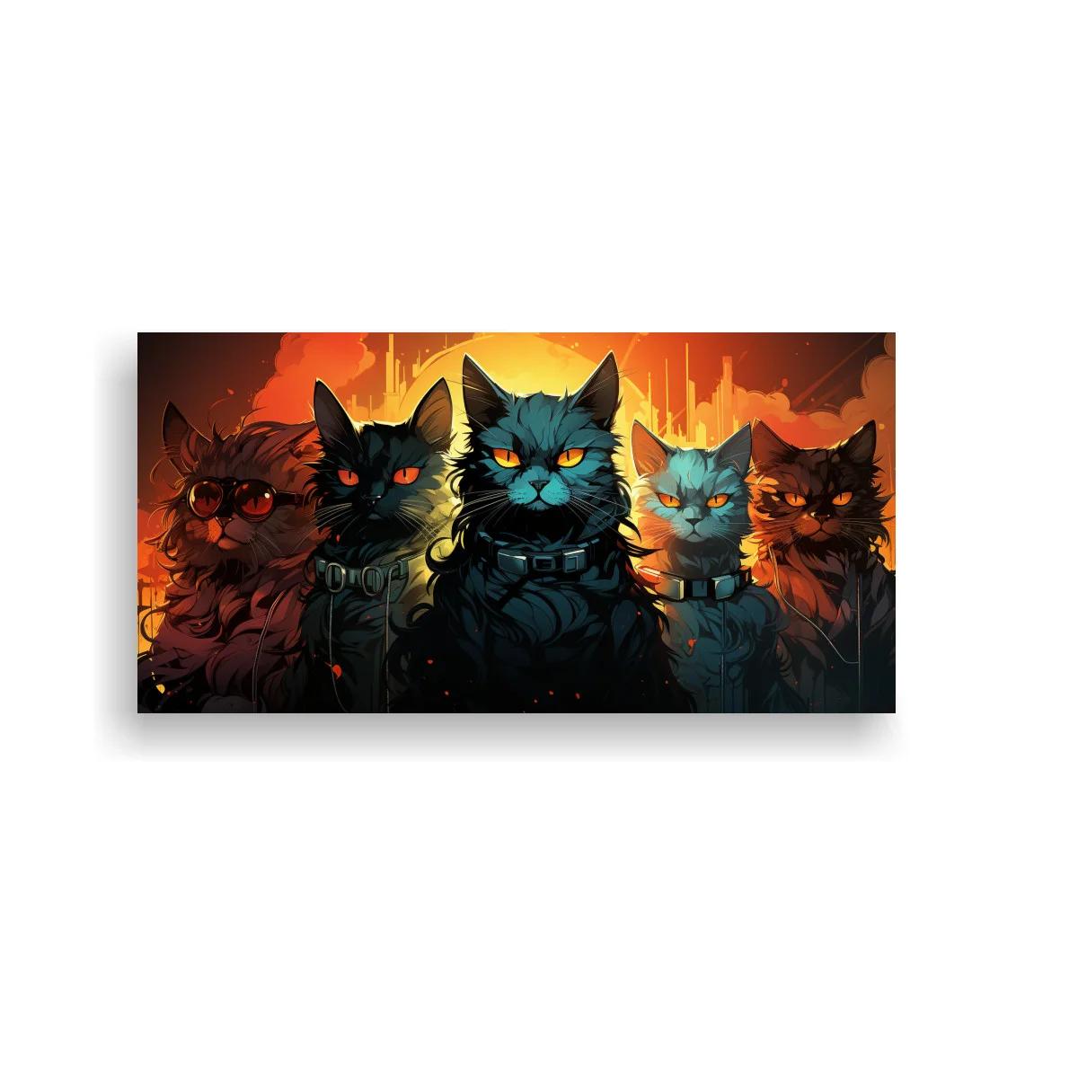 Cuadro grupo de gatos con collares y chispas — imagen principal