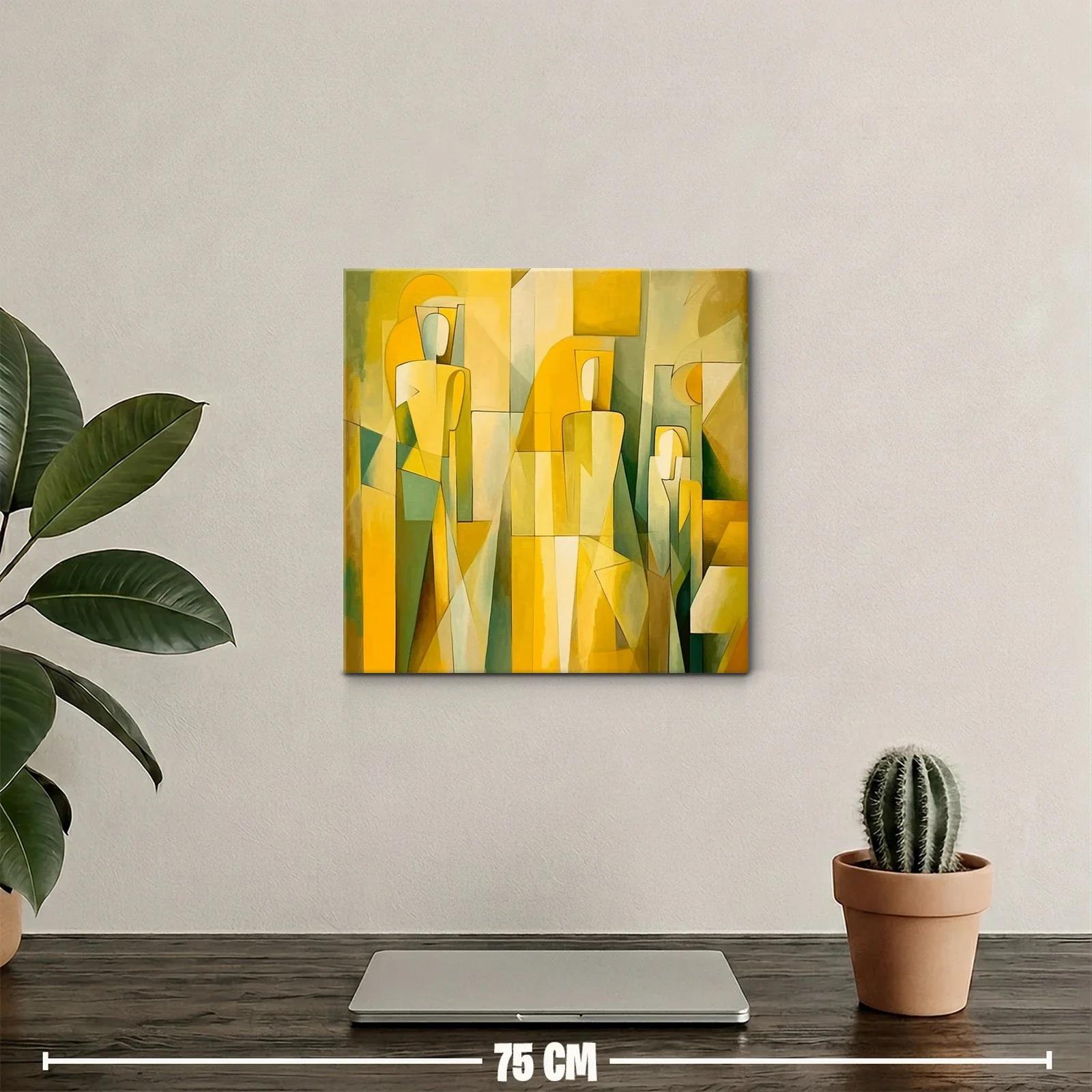Cuadro Abstracto con Figuras y Tonos Amarillos — miniatura 2