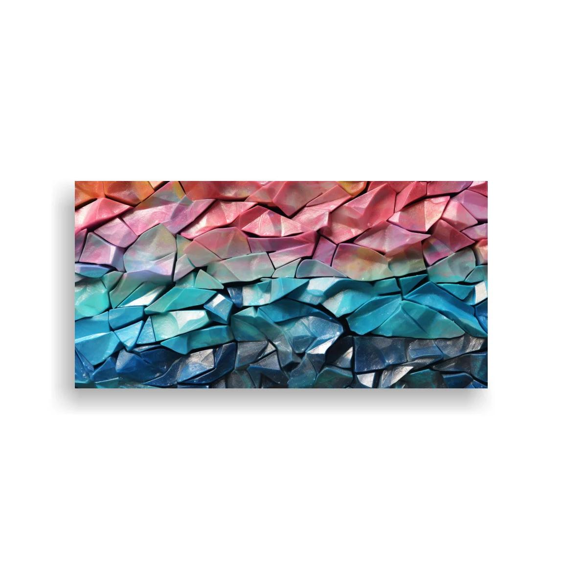 Cuadro mosaico geométrico con degradado rosa turquesa y azul — imagen principal