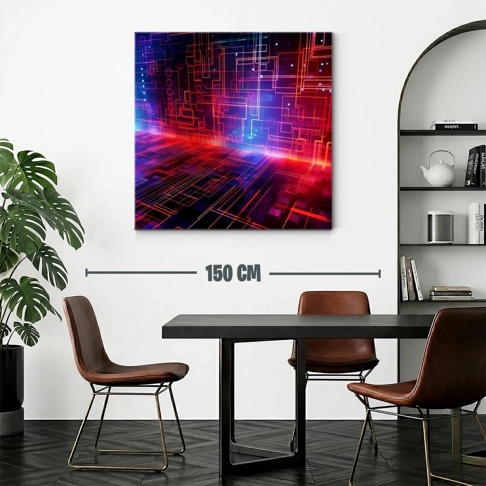 Composición abstracta de líneas luminosas en tonos cálidos y fríos — miniatura 2