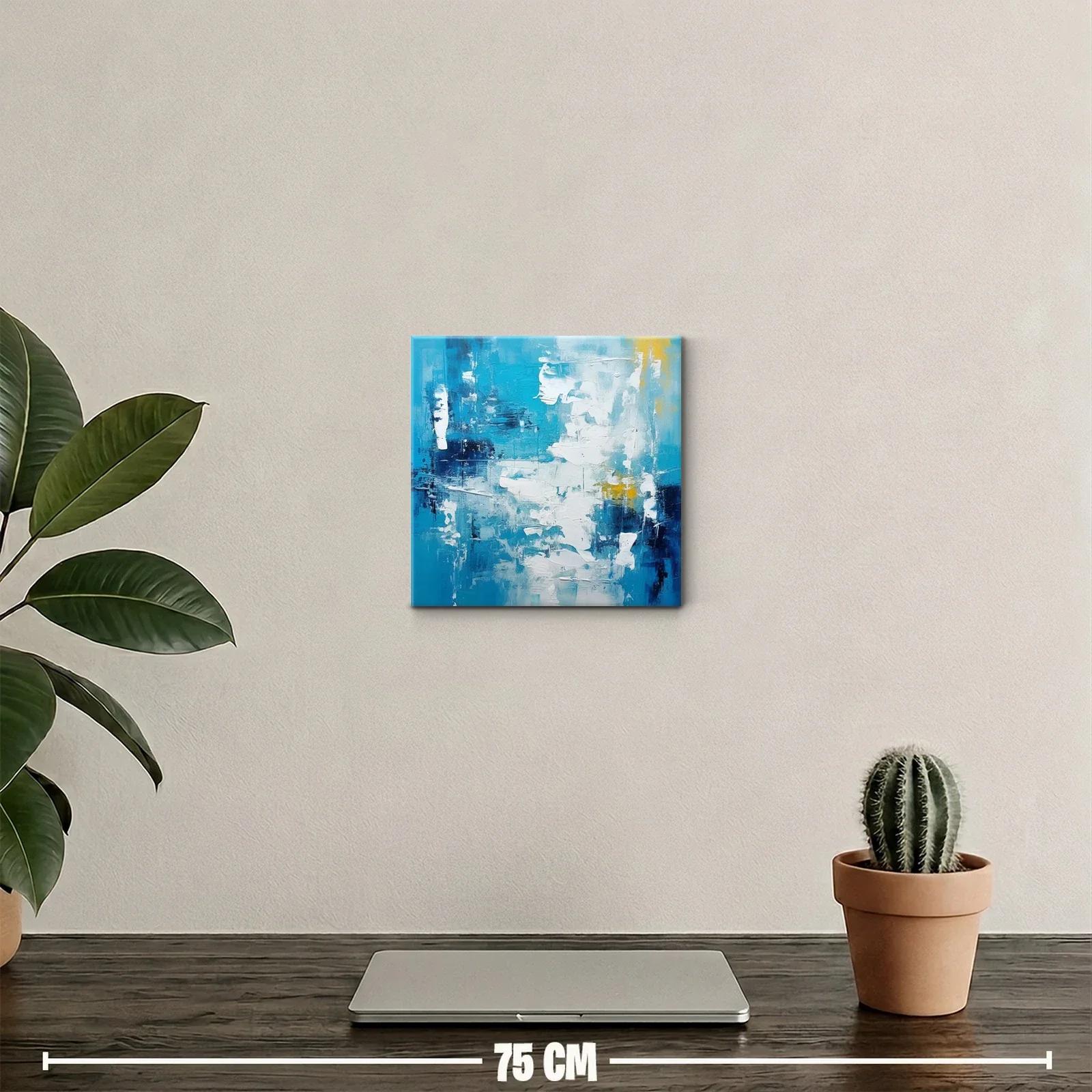 Cuadro abstracto con tonos azules y blancos vibrantes — miniatura 2