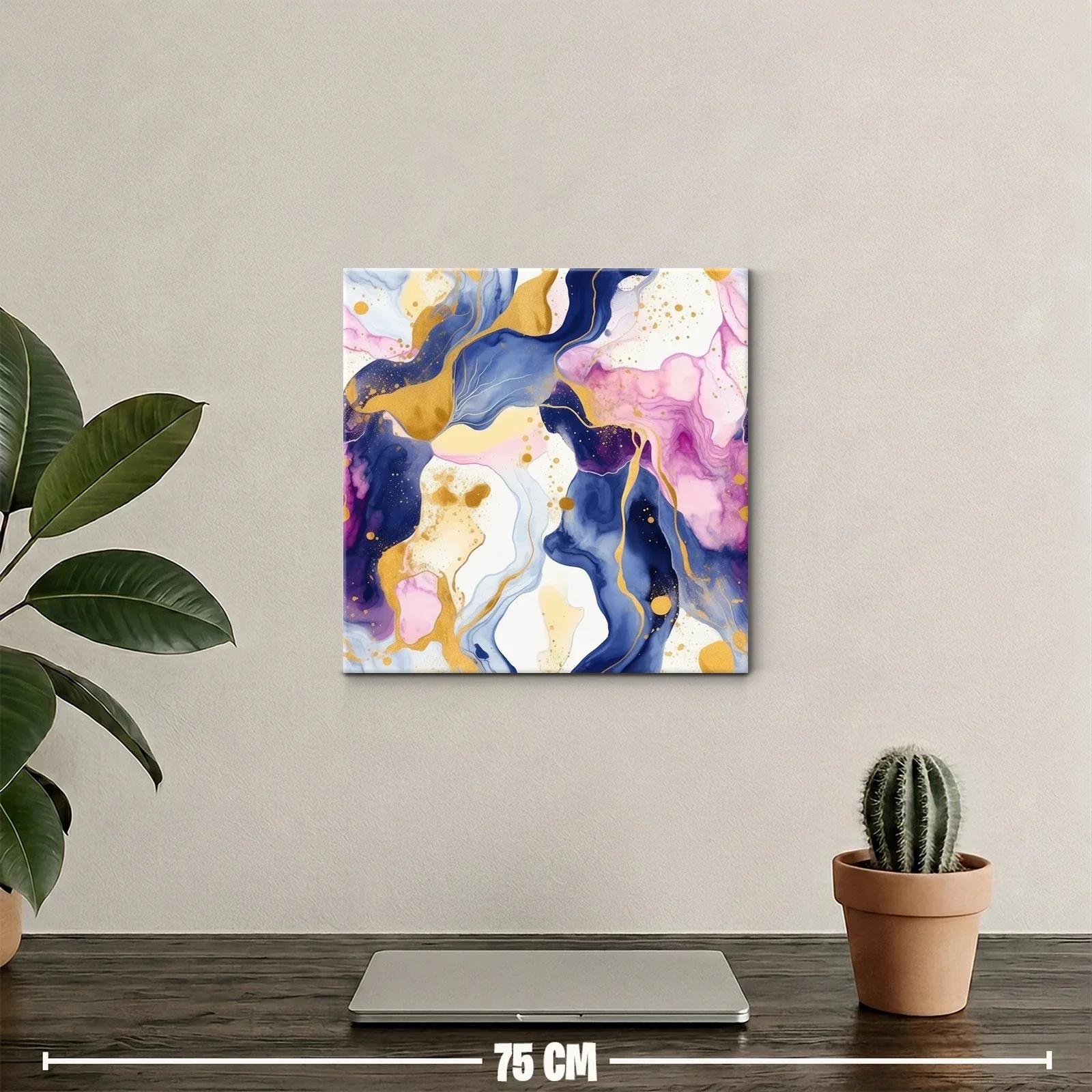 Composición abstracta con tonos dorados y azules vibrantes — miniatura 2