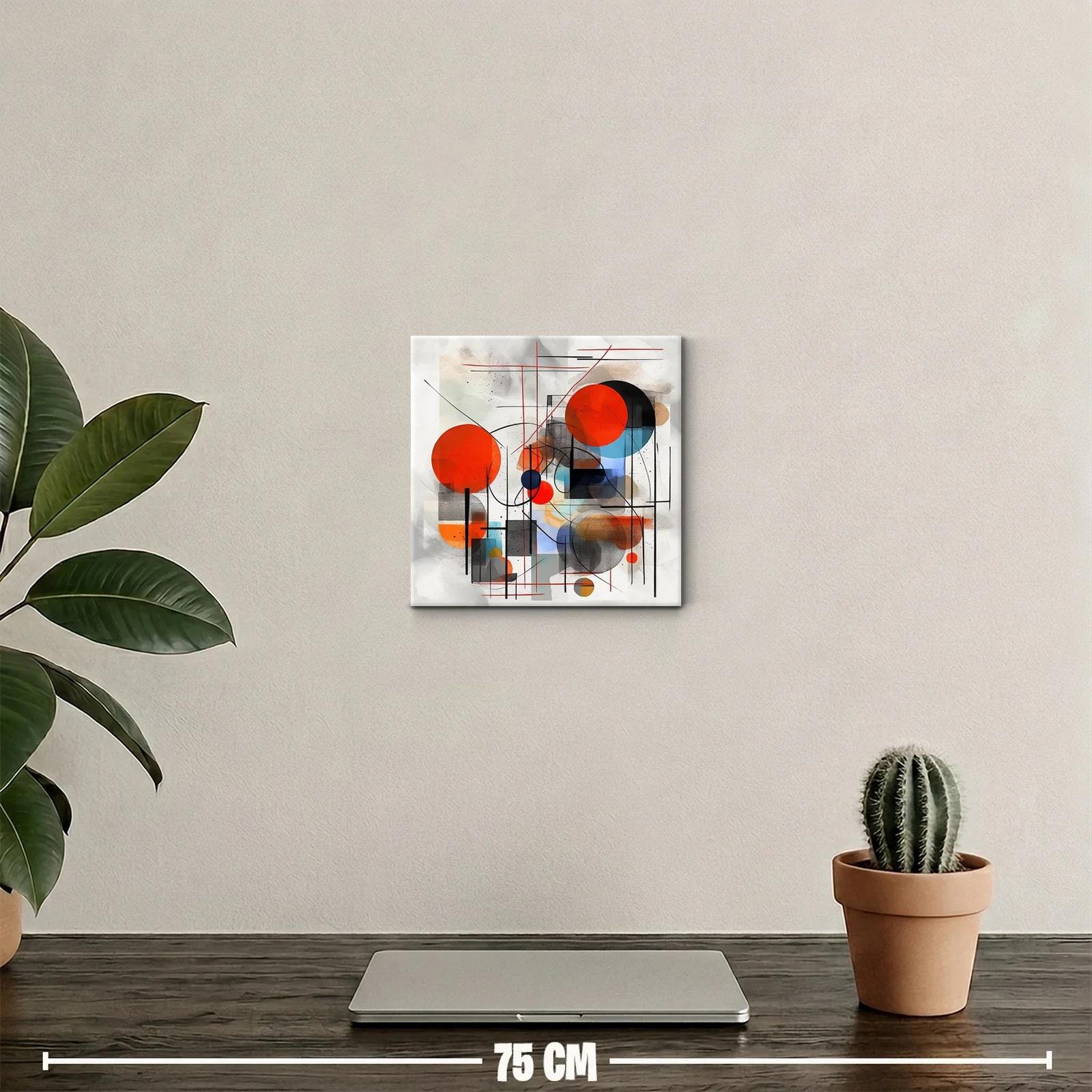 Composición abstracta con círculos en tonos vibrantes y líneas — miniatura 2