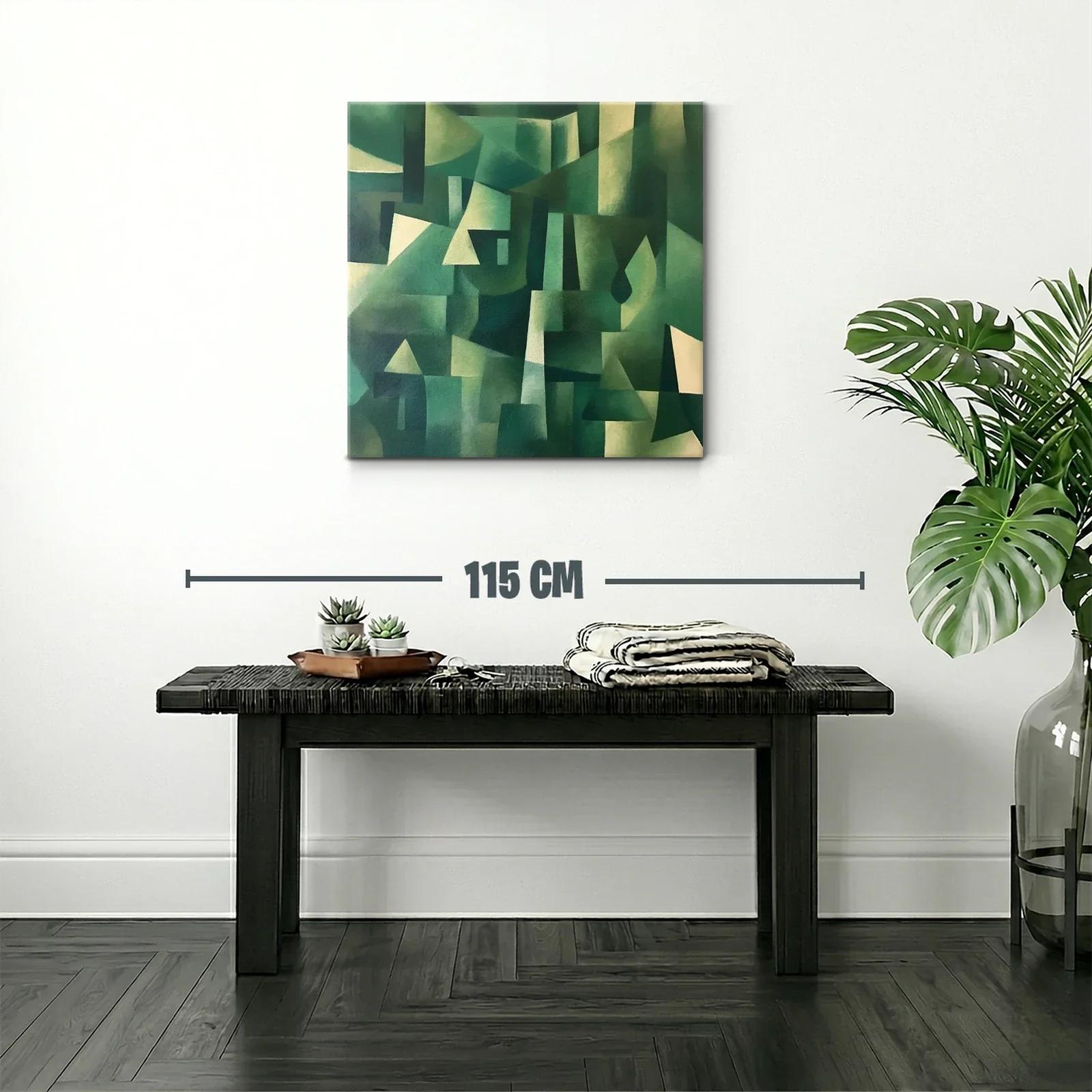 Composición abstracta con tonos verdes y formas geométricas — miniatura 2