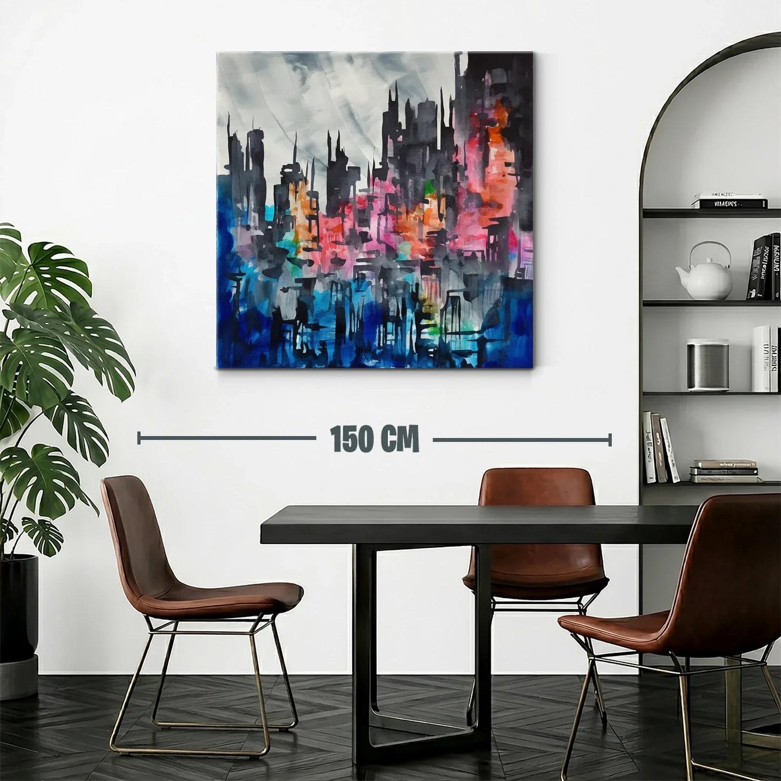 Ciudad abstracta con tonos vibrantes y contrastes intensos — miniatura 2